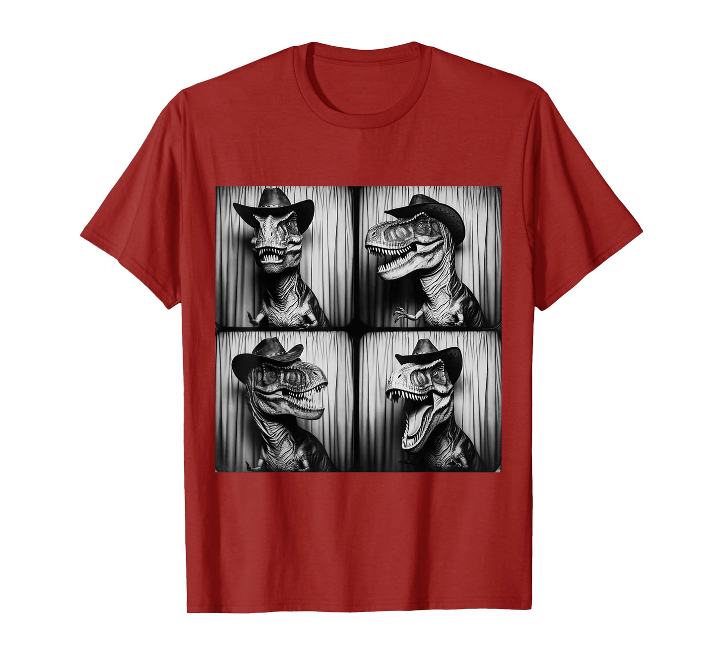 Trex In Cowboy Hat Dinosaur Dino Funny Western Photo Booth T-Shirt