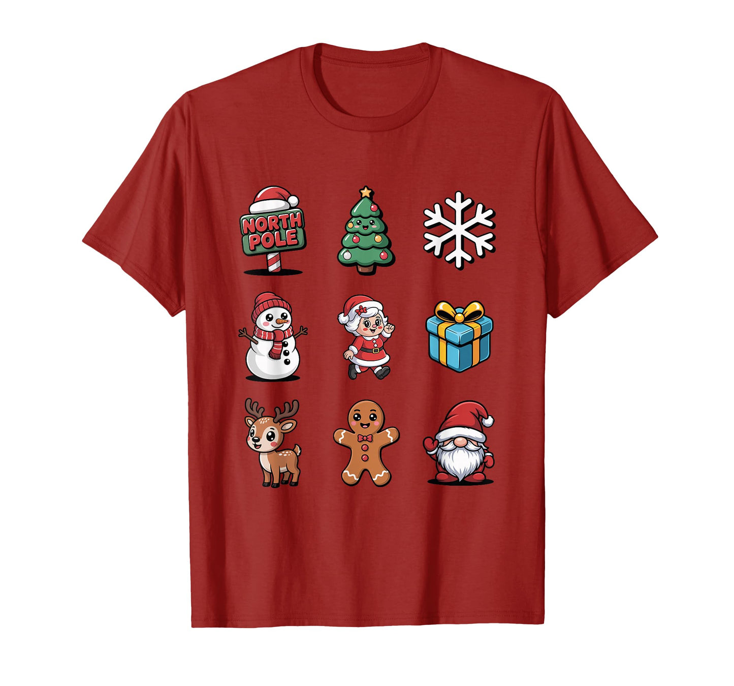 Cute Santa Gnome Tree Reindeer North Pole T-Shirt