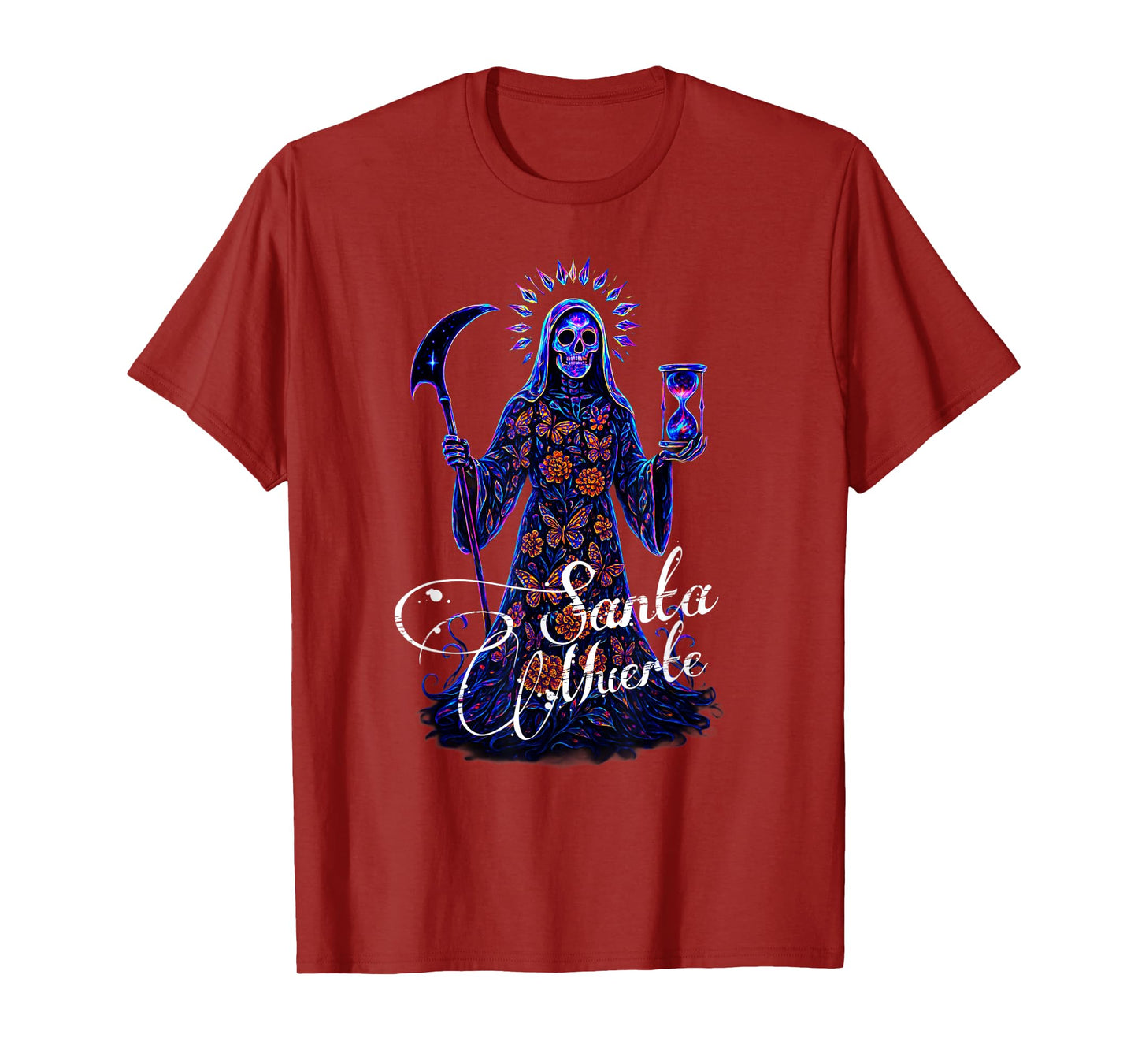 Santa Muerte Scythe & Hourglass Chicano Mexican Street Art T-Shirt