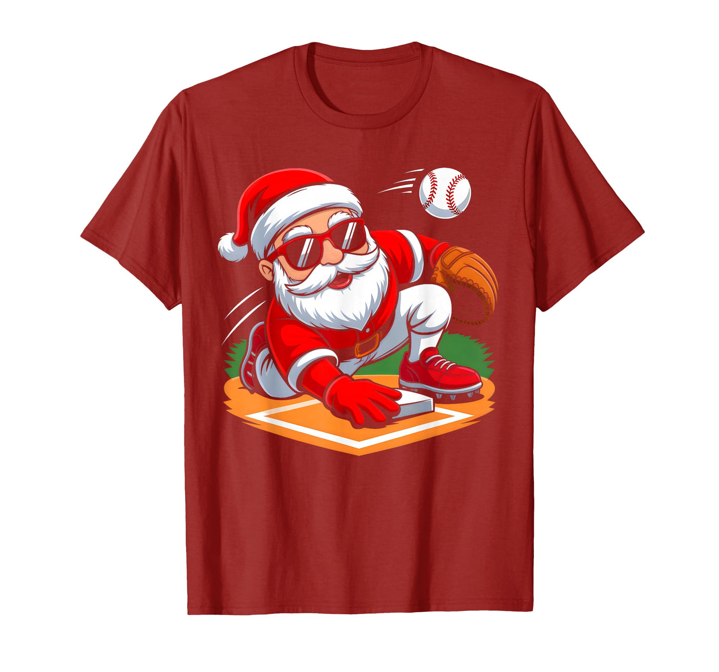 Christmas Santa Claus Baseball Player Xmas Boys Men Sport T-Shirt