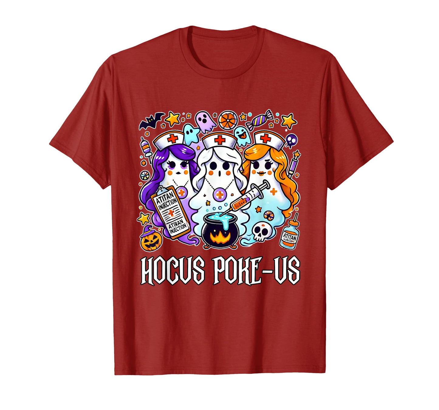 Funny Witches Nurse Spooky Nurse Witch Halloween Nursing Pun T-Shirt