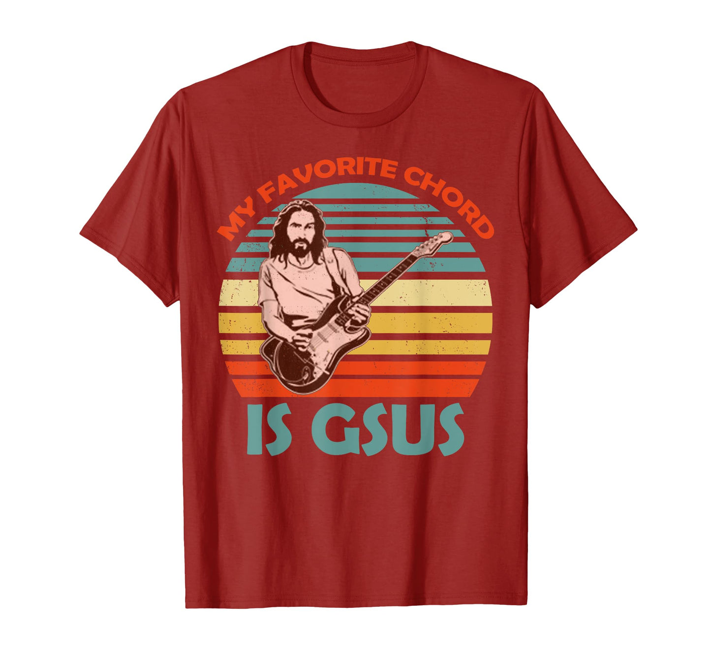 My Favorite Chord Is Gsus Jesus Tees Co. Gsus Jesus Guitarist Guitar Vintage Black Unisex Adult T-Shirt
