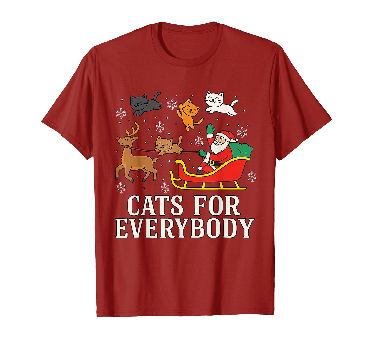 Cats for Everybody Christmas Cat Funny Xmas Women Santa T-Shirt