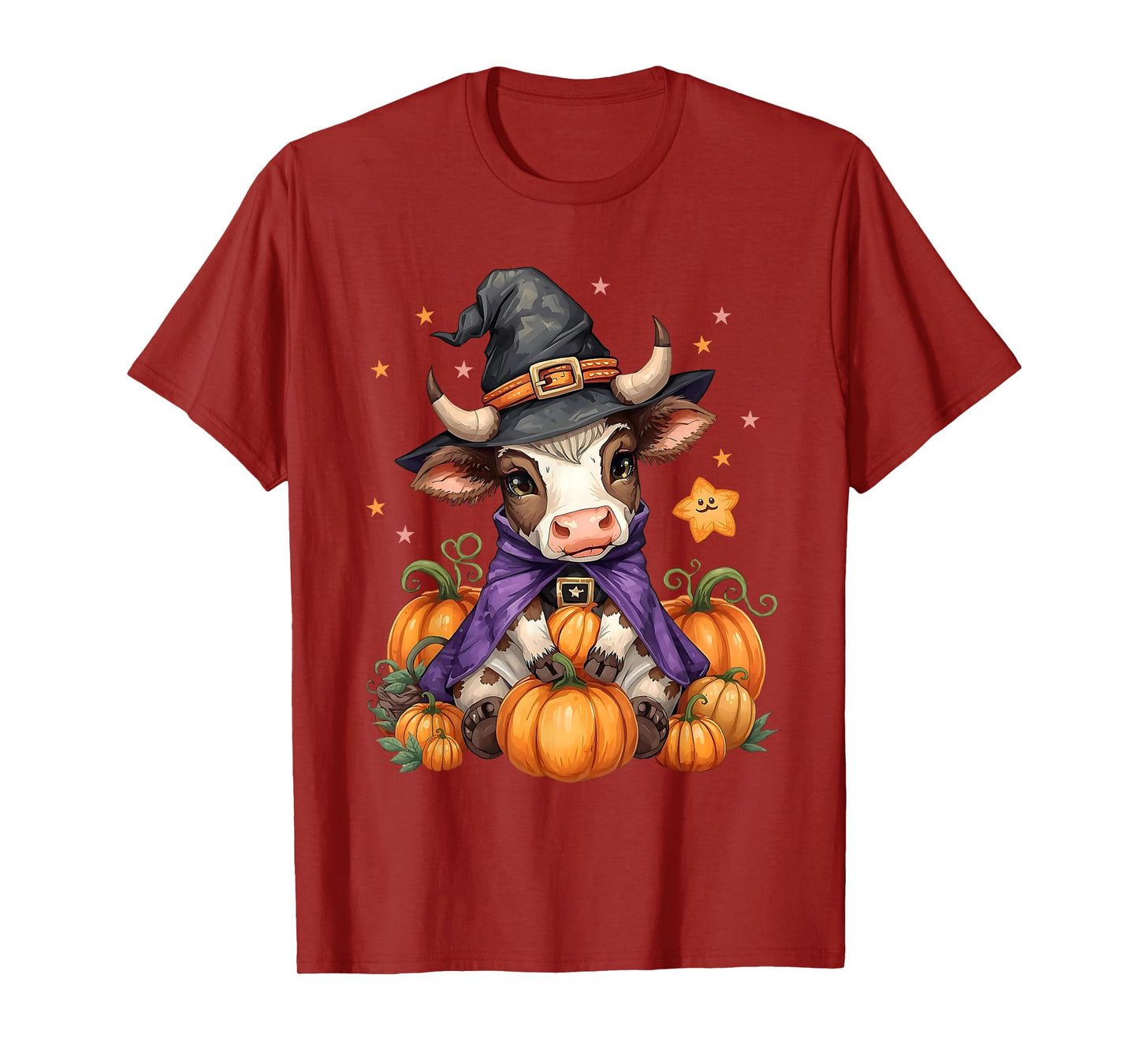 Cute Bull Witch Spooky Pet Halloween Matching Family Farm T-Shirt
