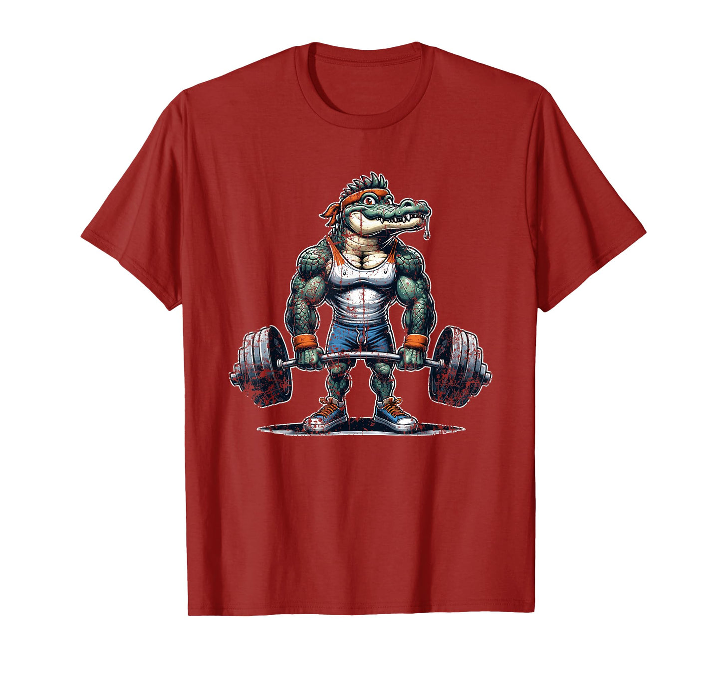 Threadrock Vintage Alligator Weightlifting Bodybuilder Muscle Fitness T-Shirt, Small, Black