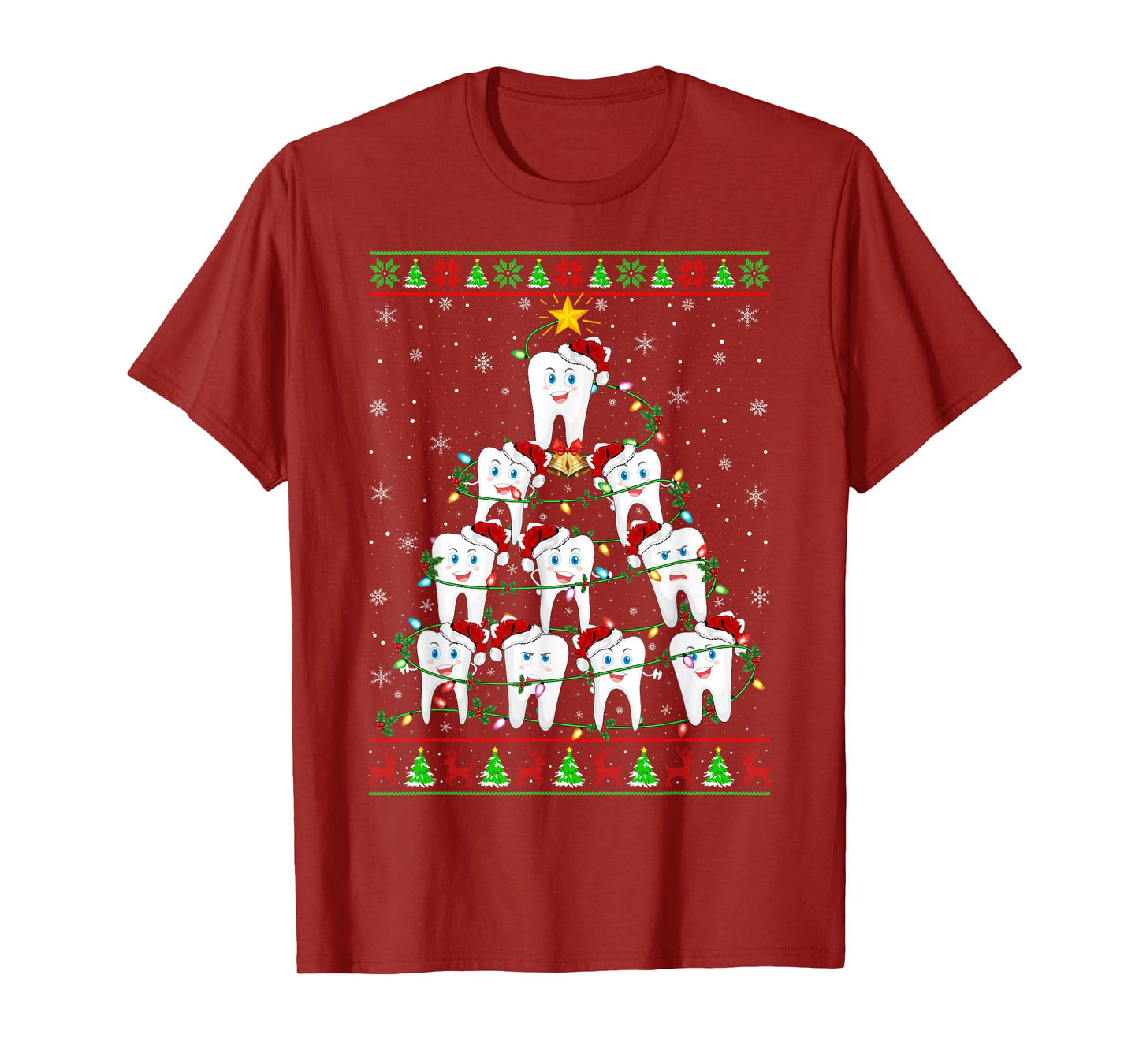 Oh Dentistree Xmas Ugly Sweater Dentist Teeth Christmas Tree T-Shirt