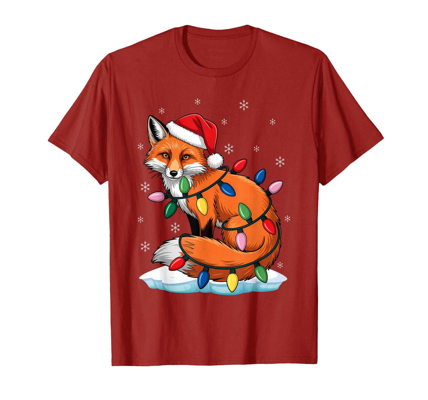 Santa Fox Christmas Lights Lover Hat T-Shirt