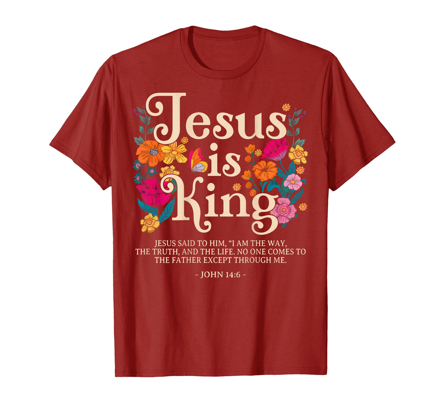 Vintage God Jesus Is King Floral Christian Religious Flowers T-Shirt