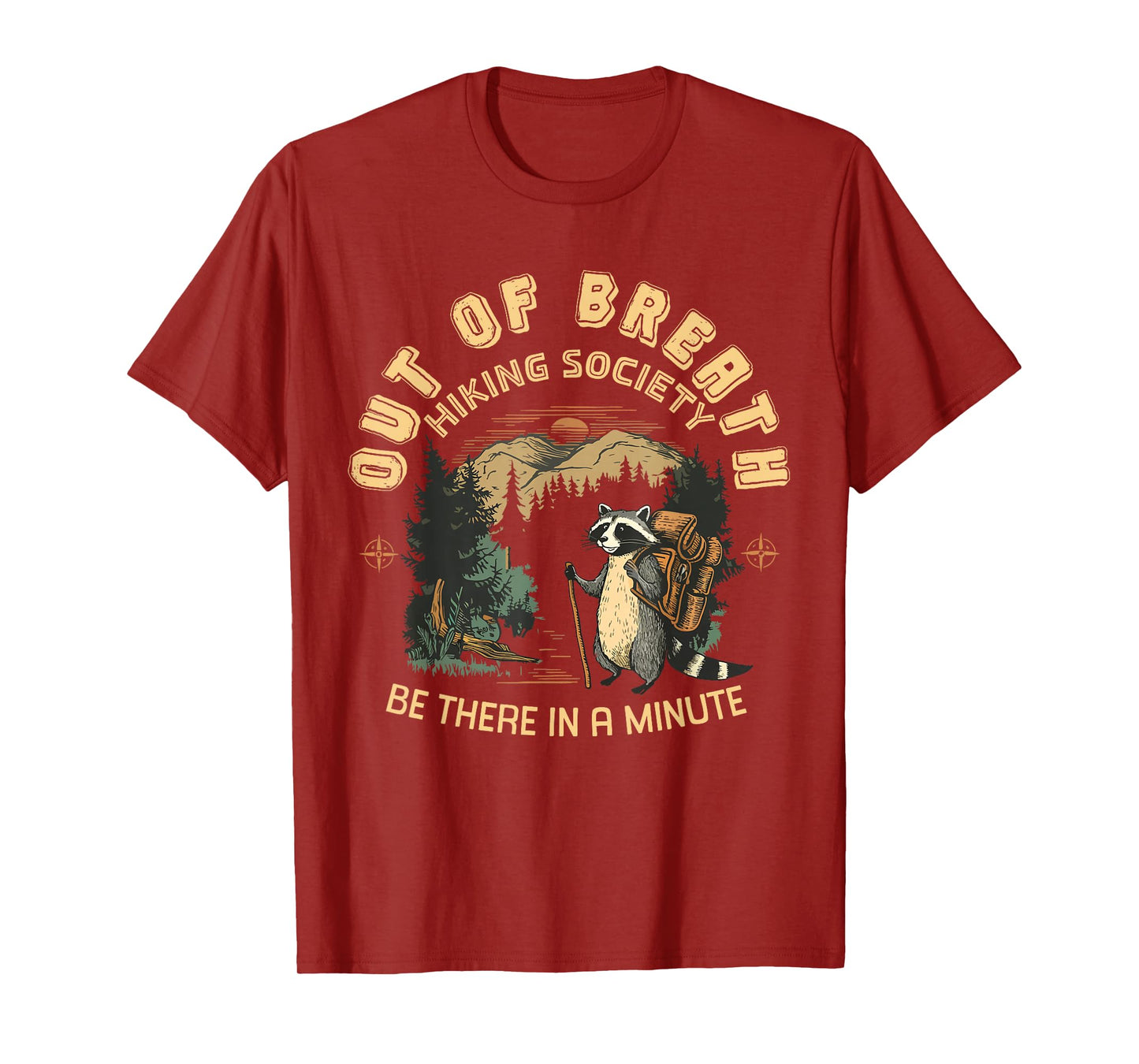 Out of Breath Hiking Society For Women Nature Love Raccoon T-Shirt