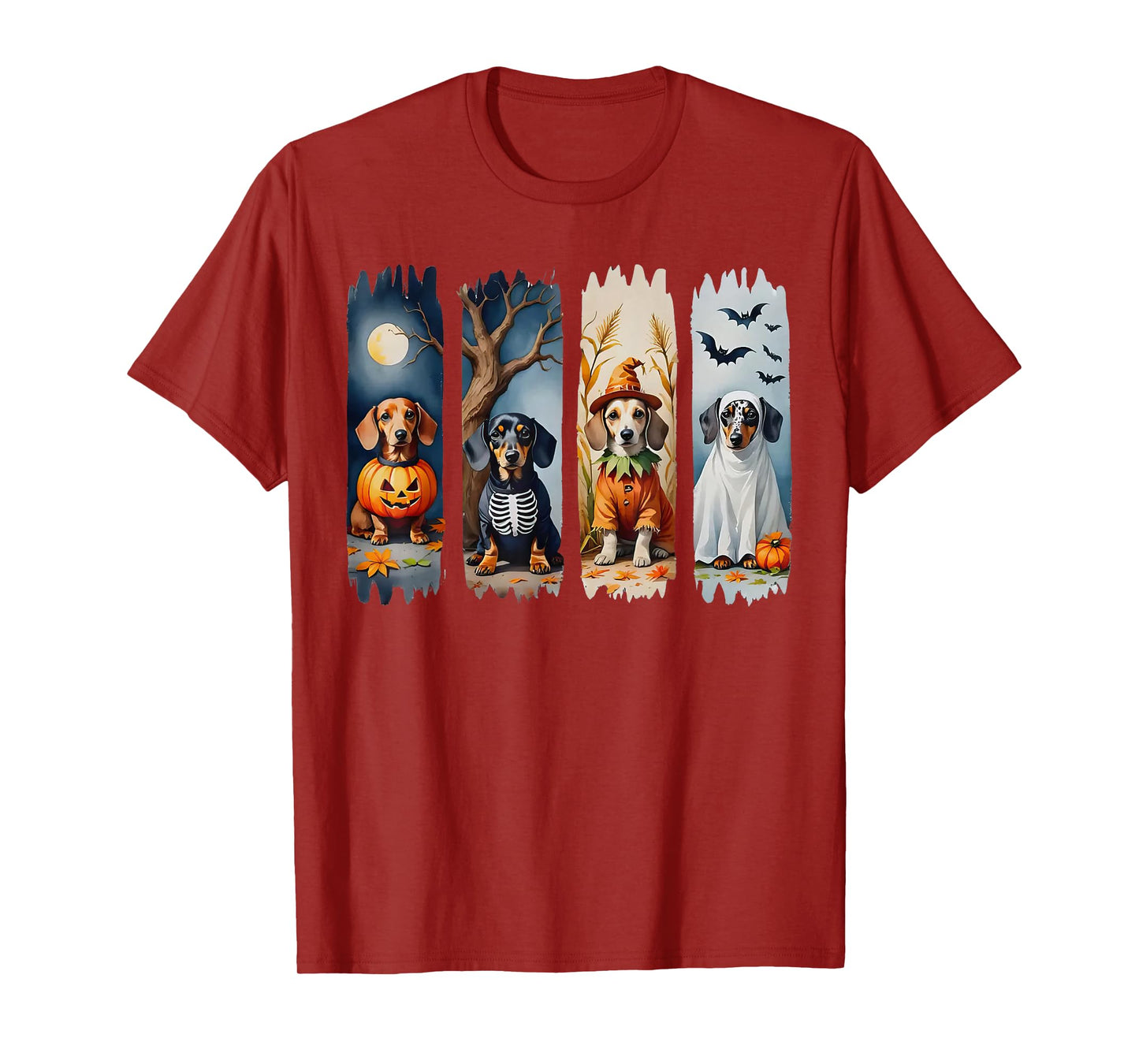Cute Halloween Weiner Dogs in Costumes Funny Minimal T-Shirt