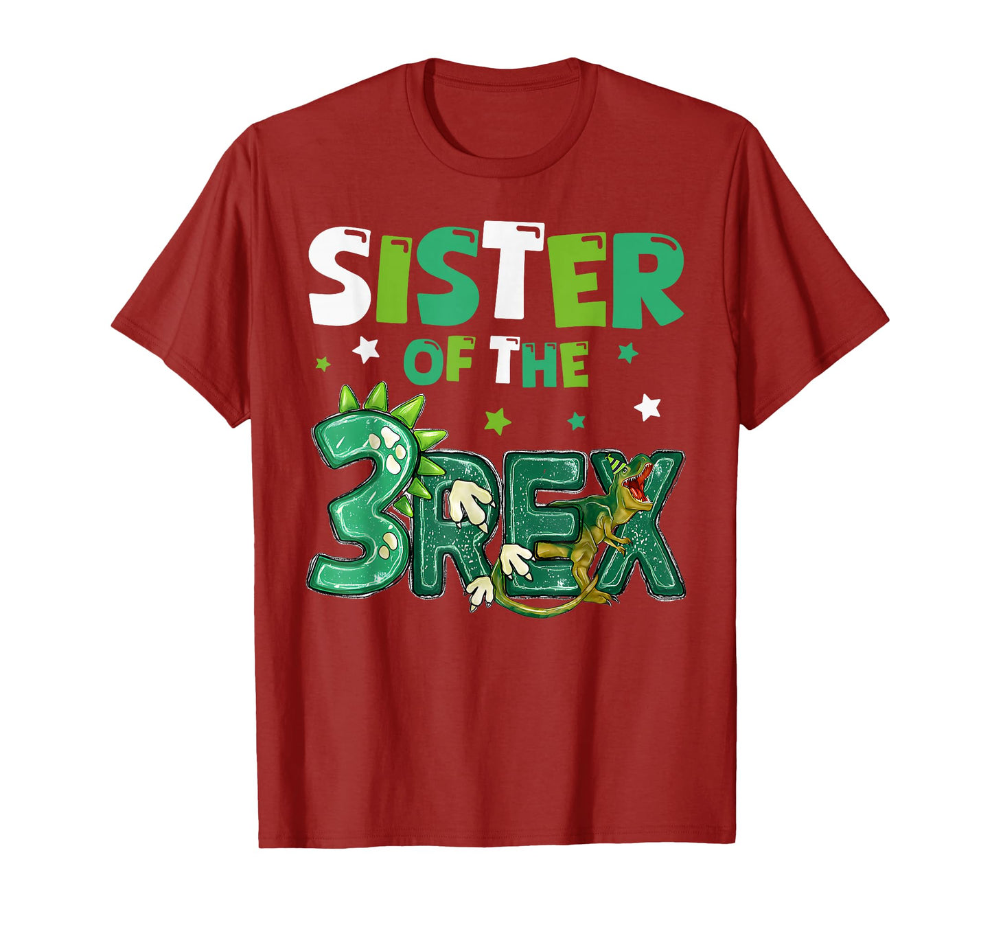 Sister of the Three Rex Birthday Dinosaur Family Matching T-Shirt