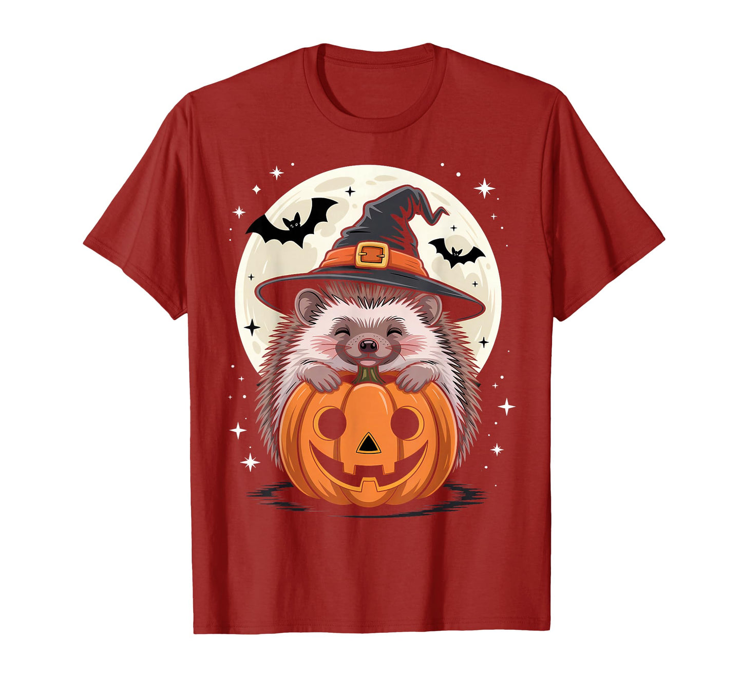 Halloween Hedgehog Witch Hat Pumpkin Spooky T-Shirt