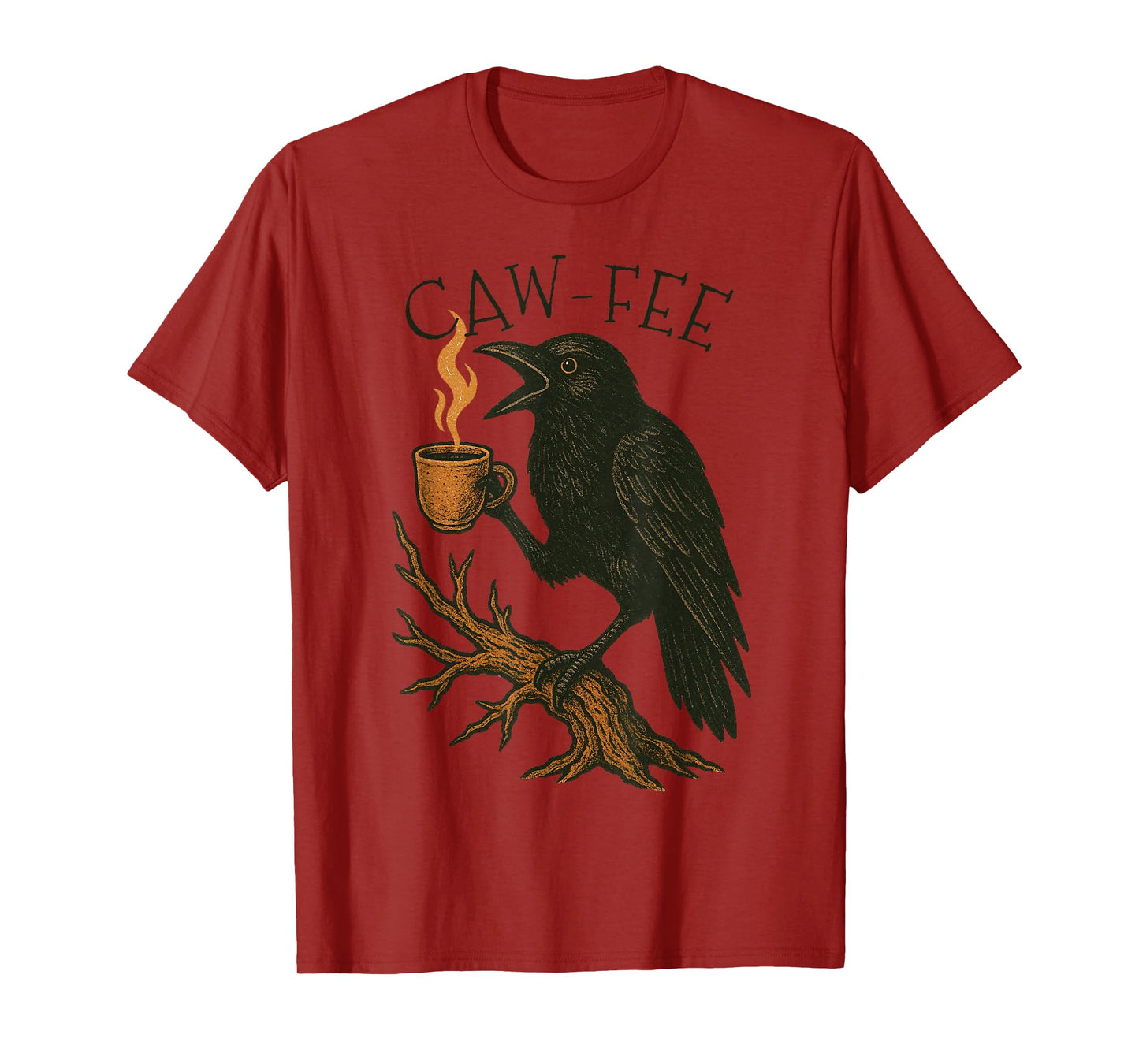 Caw-fee Funny Crow Blackbird Raven Caw Caffeine Coffee Lover T-Shirt