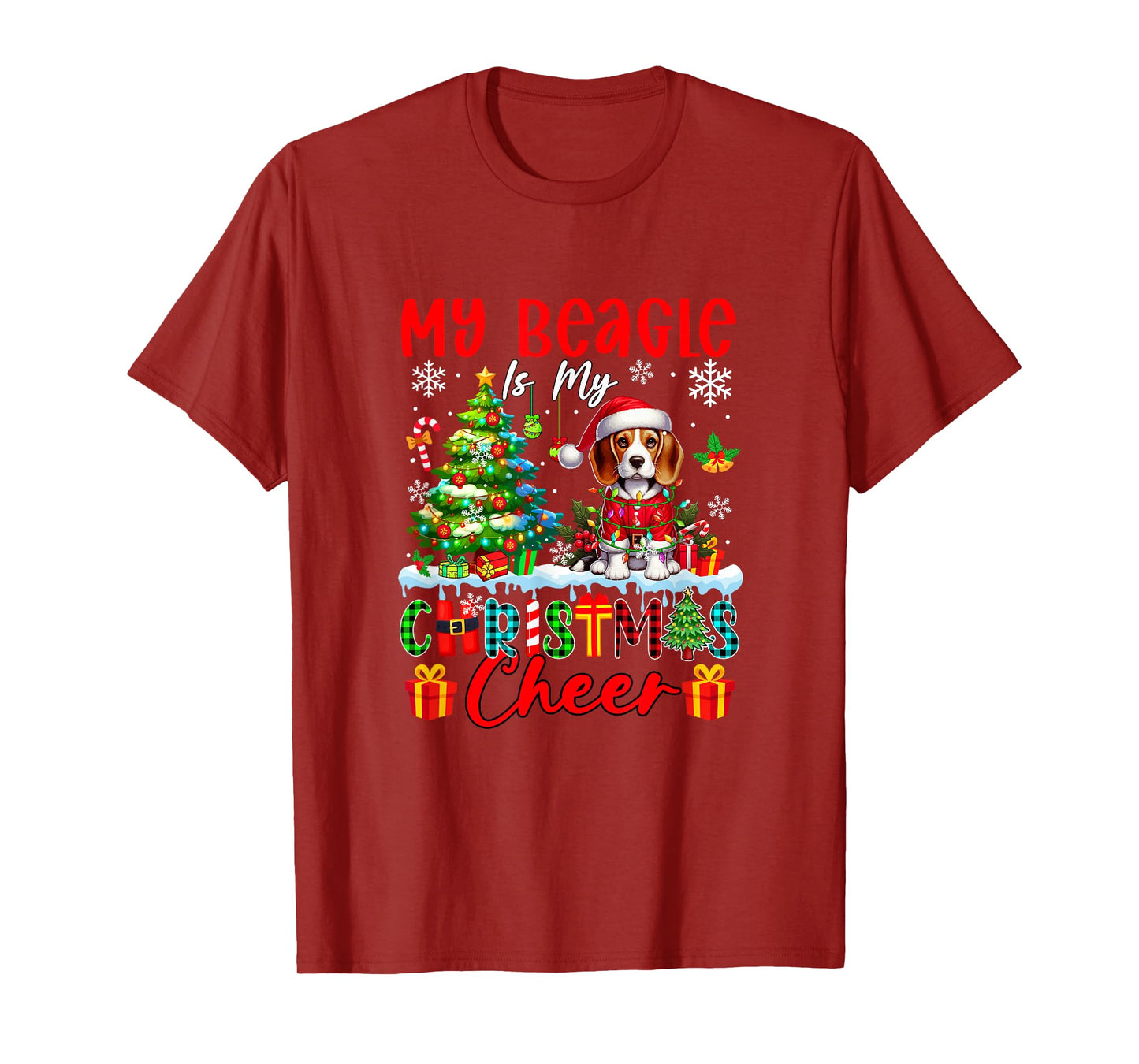 My Beagle is My Xmas Cheer Funny Santa Dog Owner Kids T-Shirt