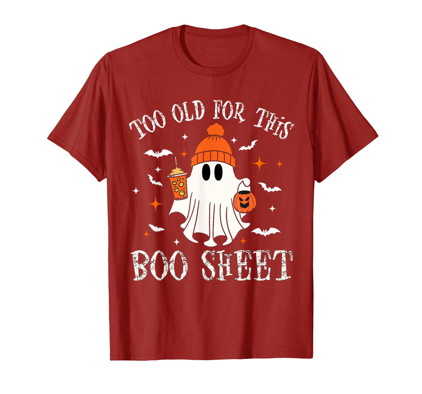Too Old For This Boo Paper Ghost Halloween for Costume T-Shirt