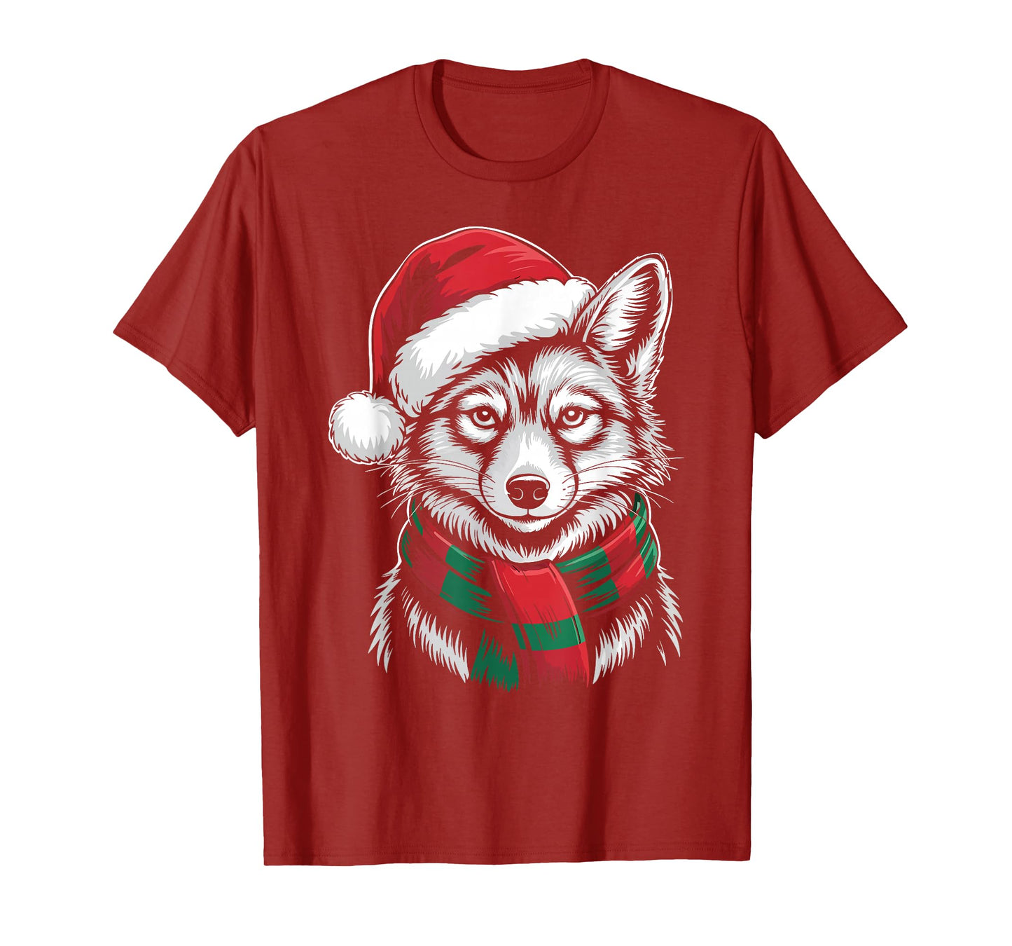 Coyote Xmas Santa Hat Scarf Christmas Costume T-Shirt