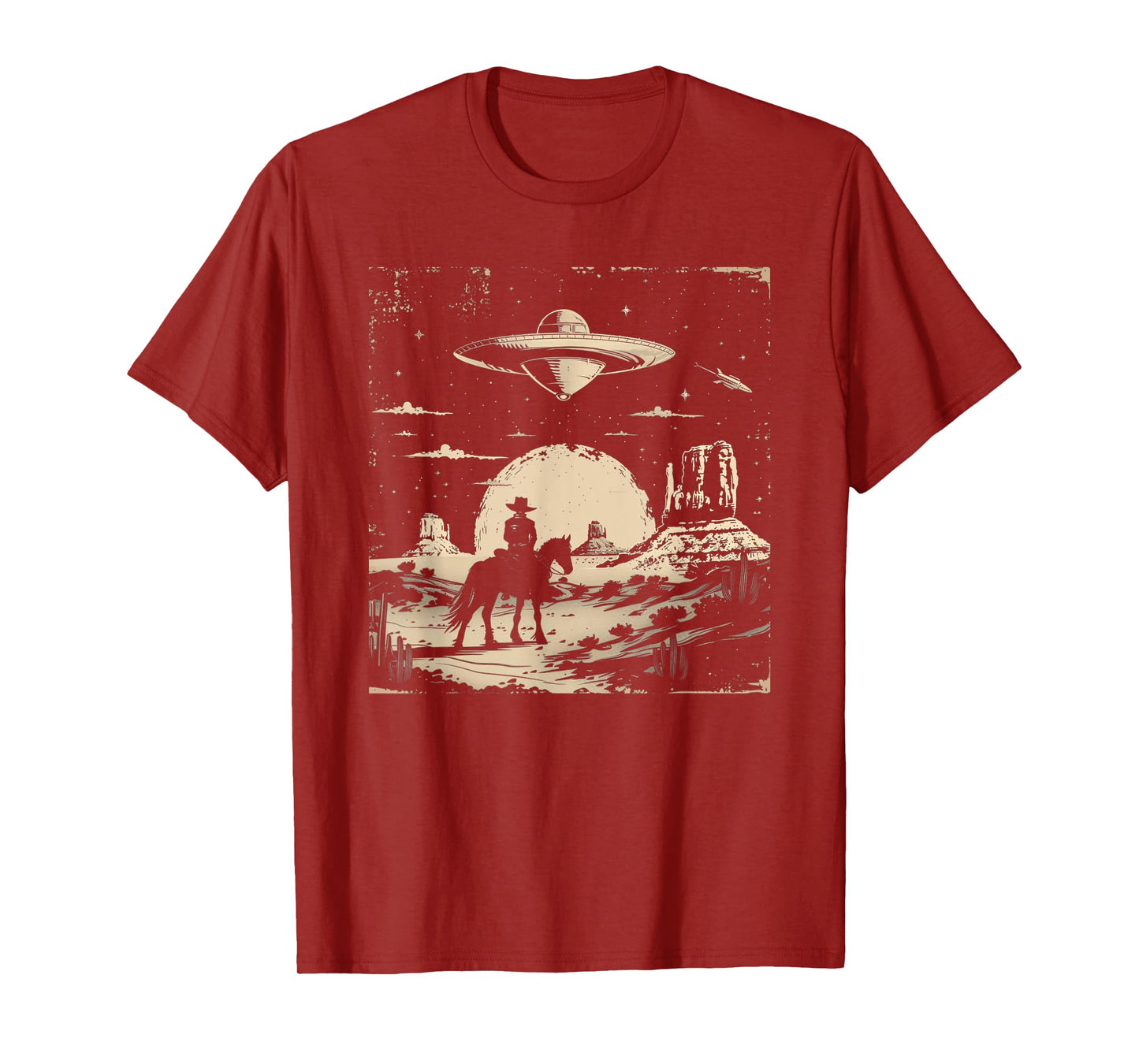 Cowboy UFO Alien Western Country Retro Vintage UAP Cowboy T-Shirt