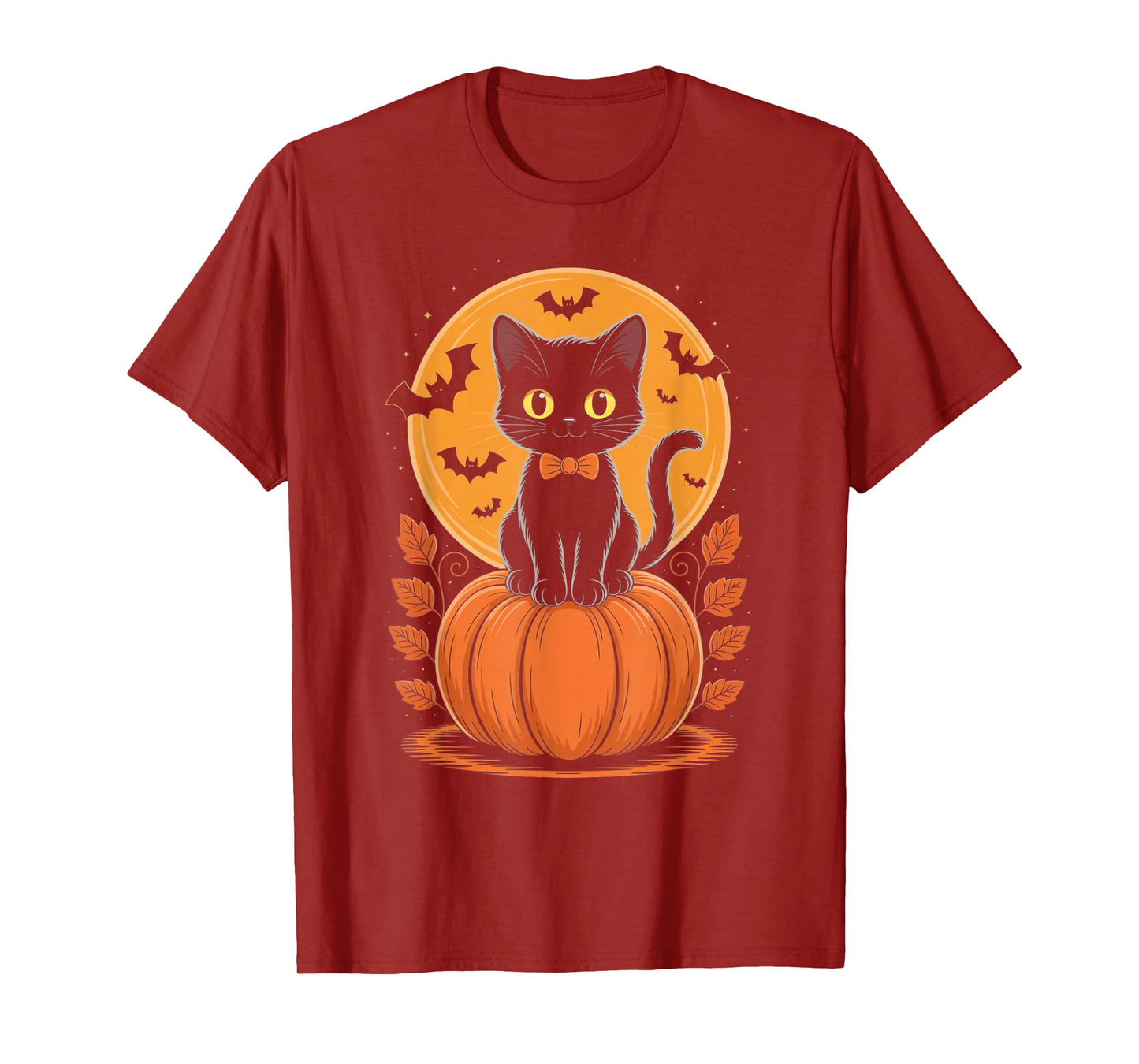 Retro Black Cat Pumpkin Halloween Costume Fall Autumn Gifts T-Shirt