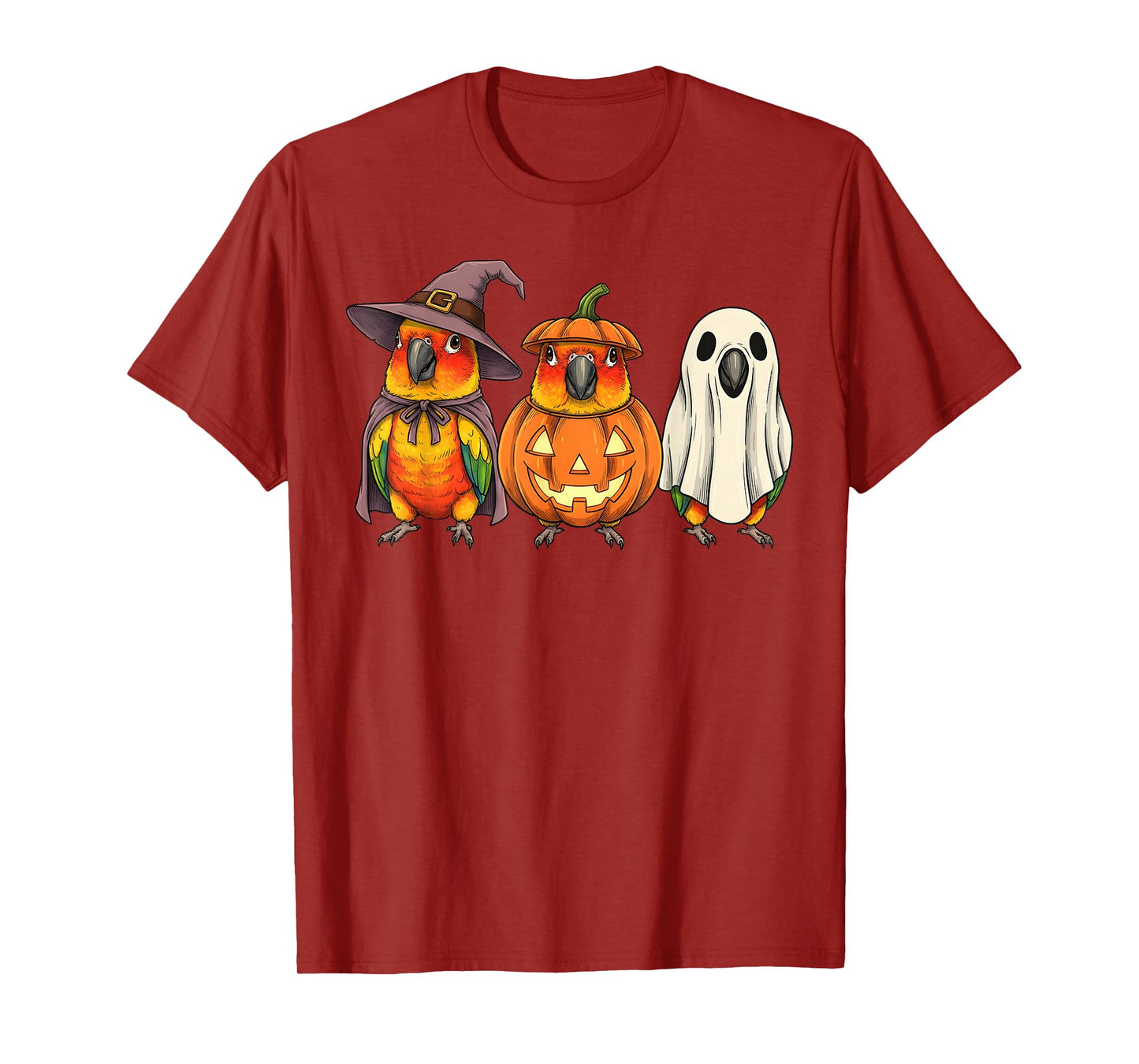 Spooky Ghost Sun Conure Parrot Lover Pumpkin Halloween T-Shirt