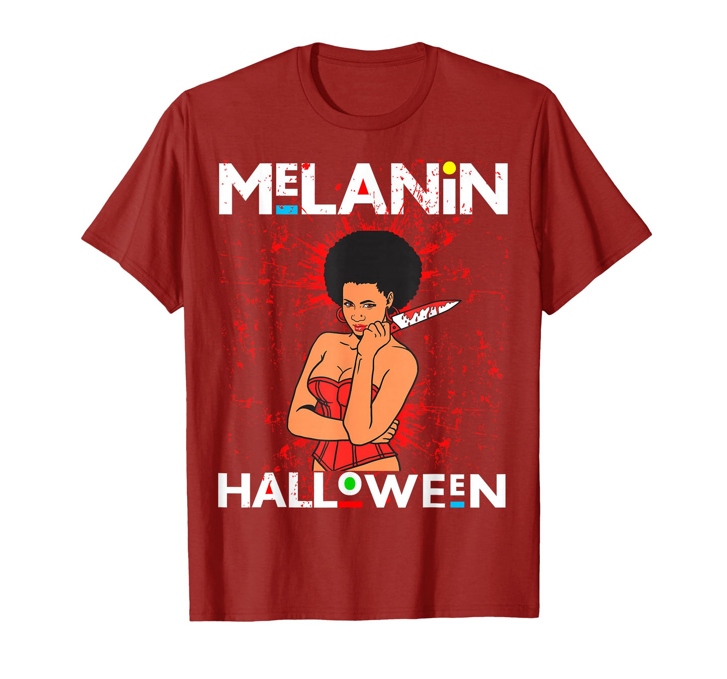 Funny Melanin Halloween Black Girl Magic Scary Blood Costume T-Shirt