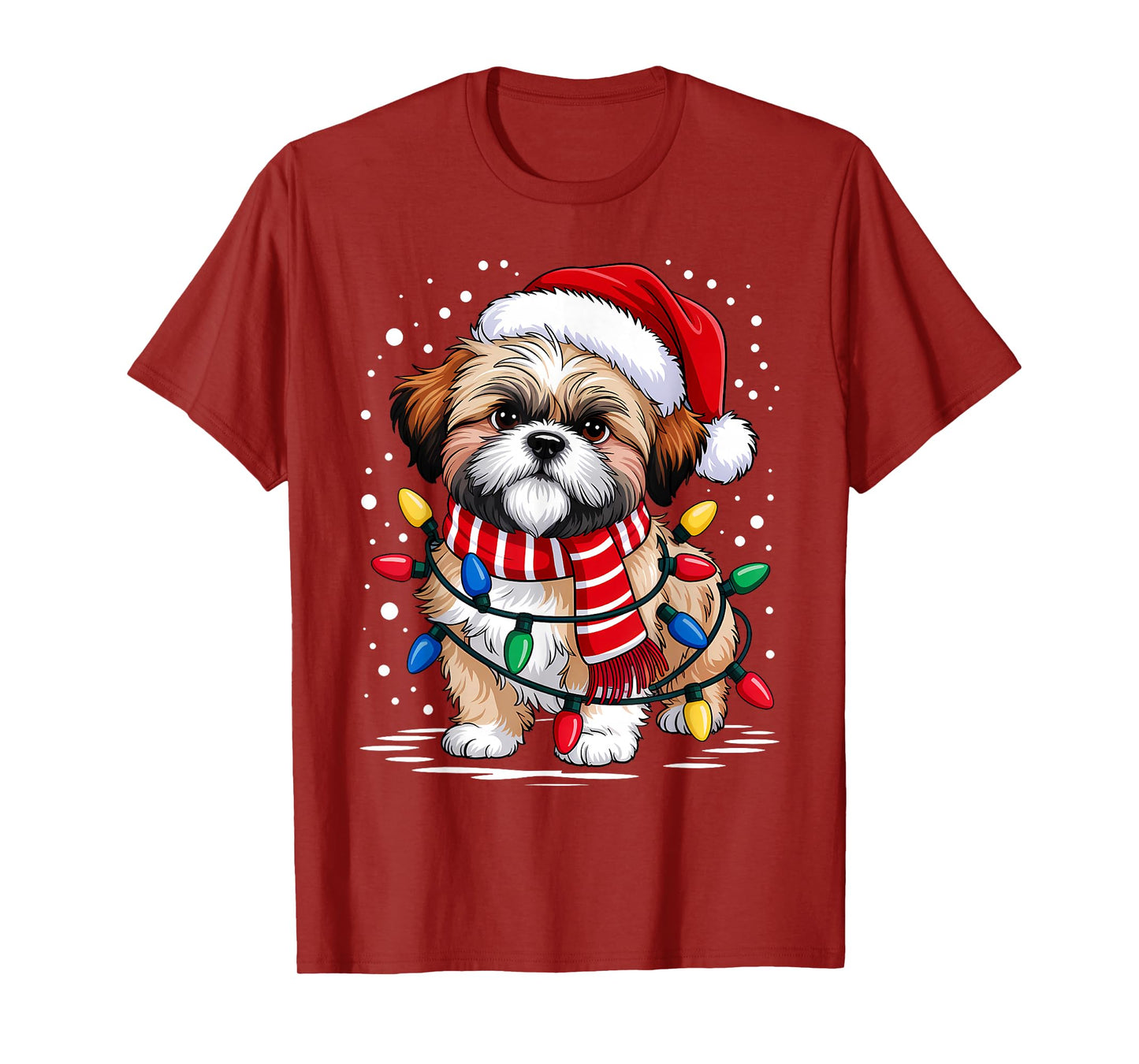 Christmas Santa Dog, Shih Tzu, Dog Lover Men Women Kids Xmas T-Shirt