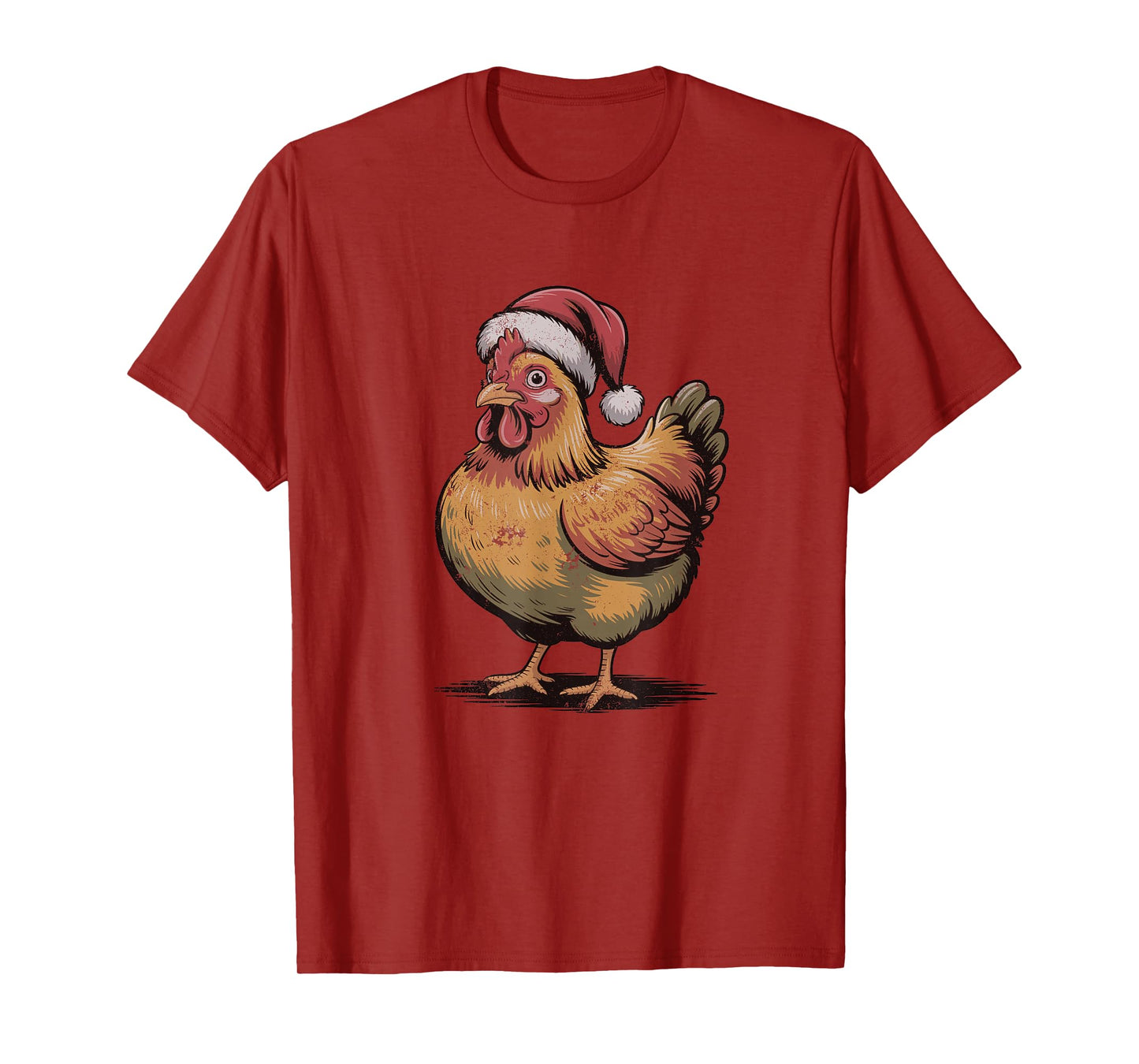 Chicken Santa Hat Christmas Vintage Farm Animal Lover Pajama T-Shirt