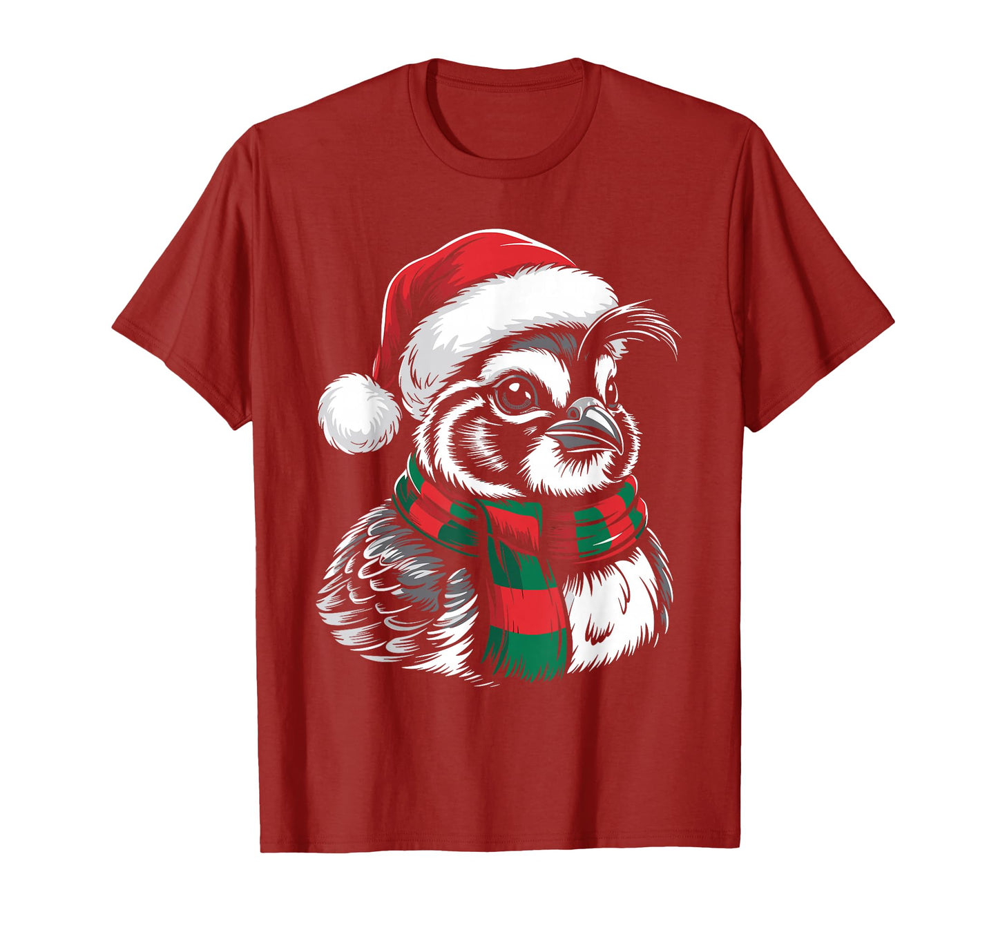 Quail Bird Xmas Santa Hat Scarf Christmas Costume T-Shirt