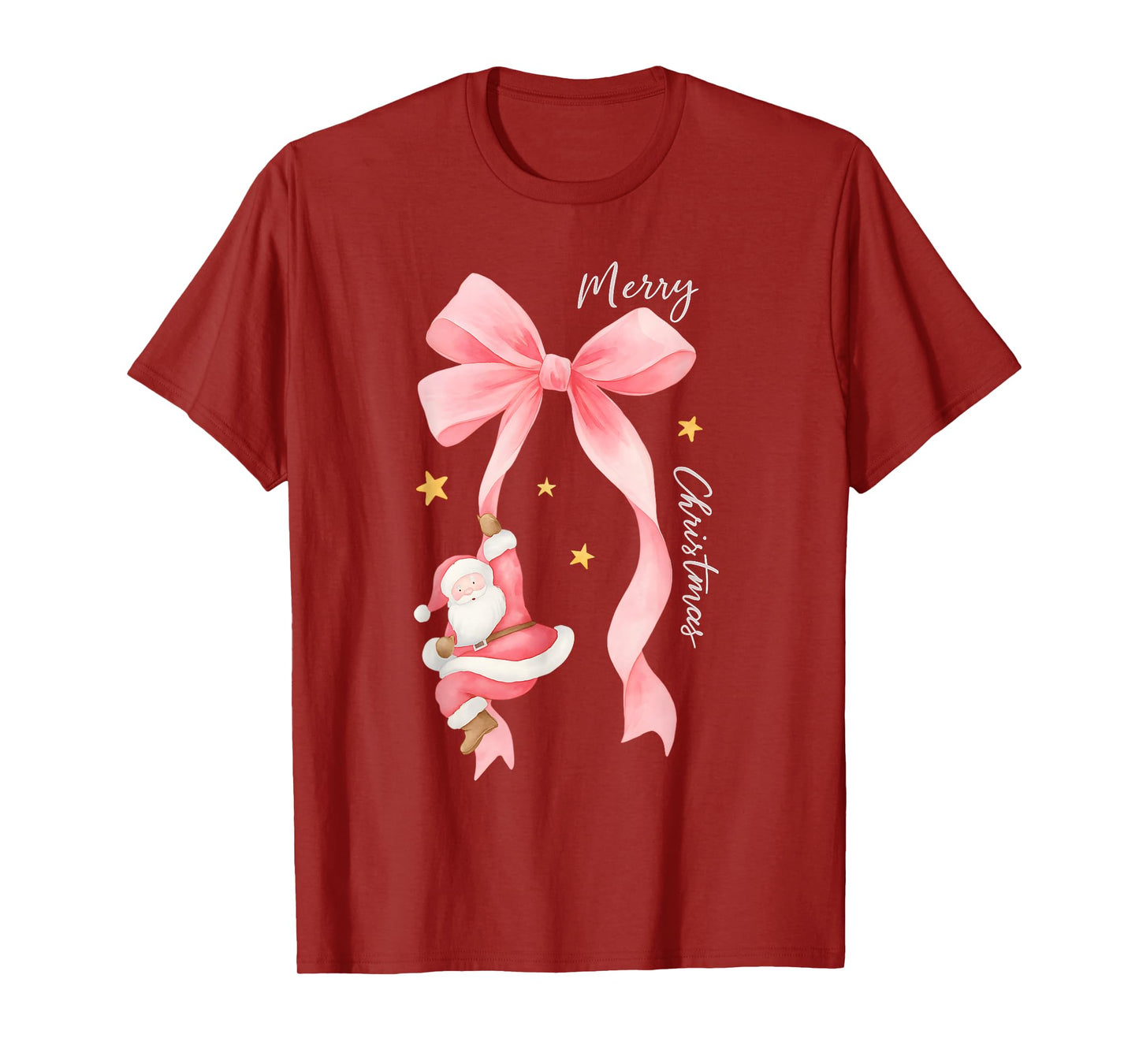 Coquette Merry Christmas with Santa, Pink Xmas Santa Claus T-Shirt