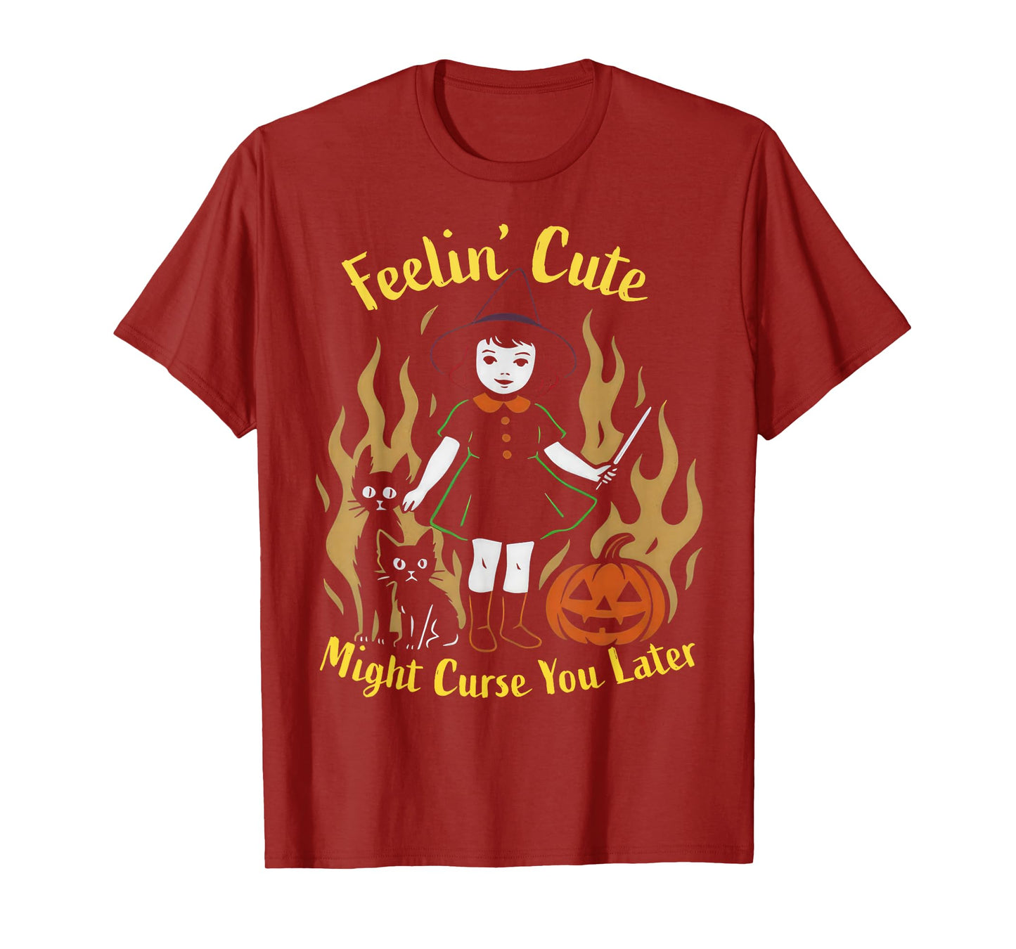 Feeling’s Cute Might Curse You Later Halloween Black Cat T-Shirt