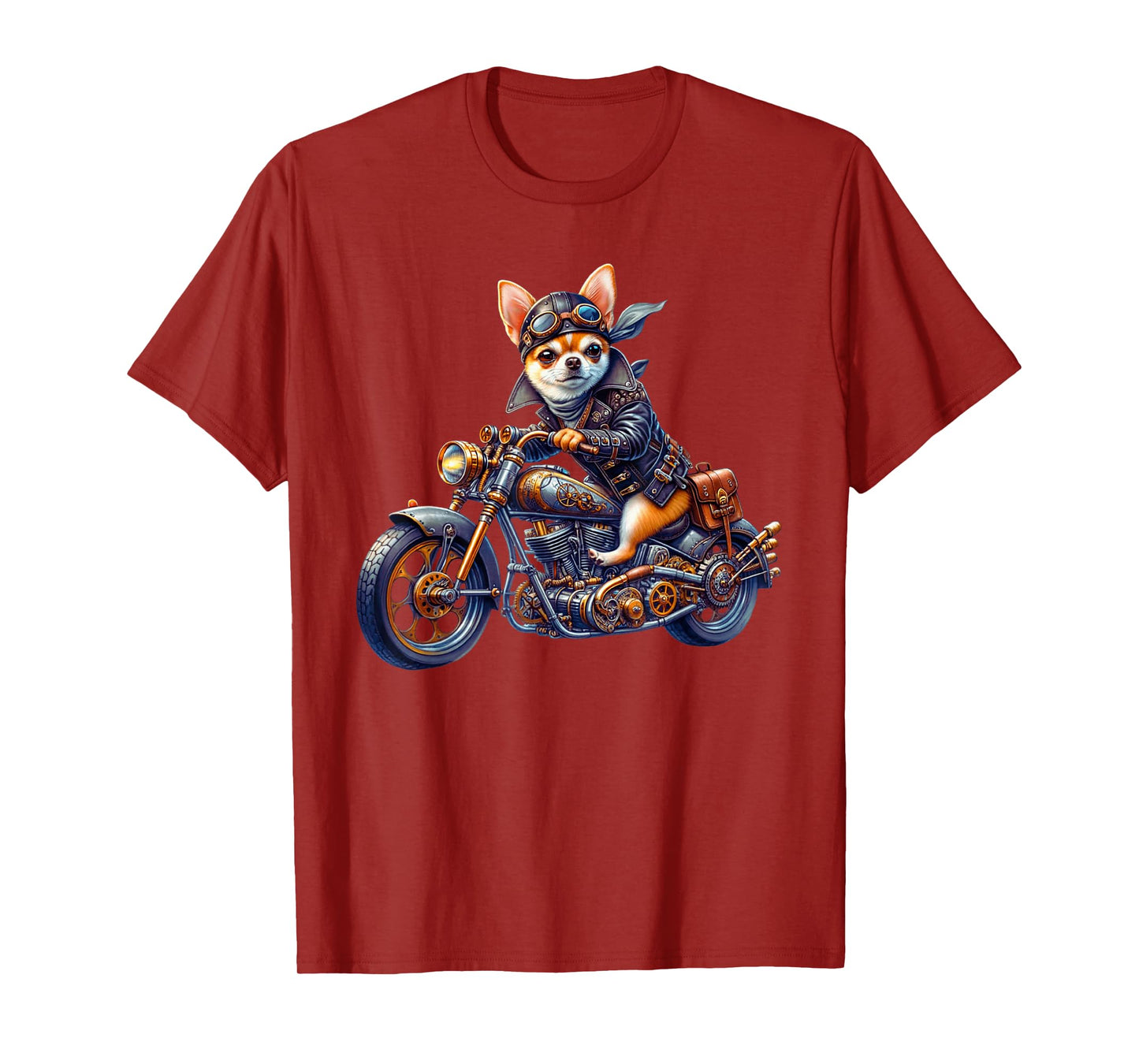 Cool Steampunk Chihuahua Biker Vintage Motorcycle Dog Lovers T-Shirt