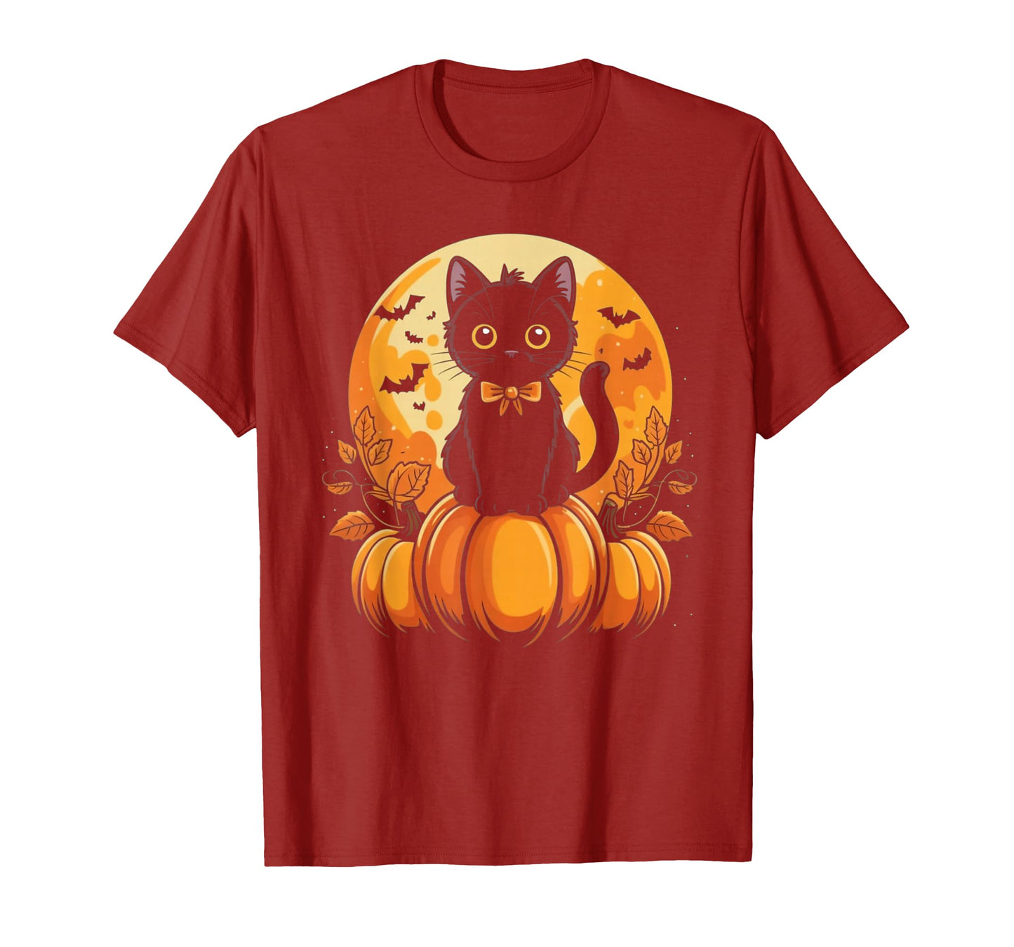 Retro Black Cat Pumpkin Halloween Costume Fall Autumn Gifts T-Shirt