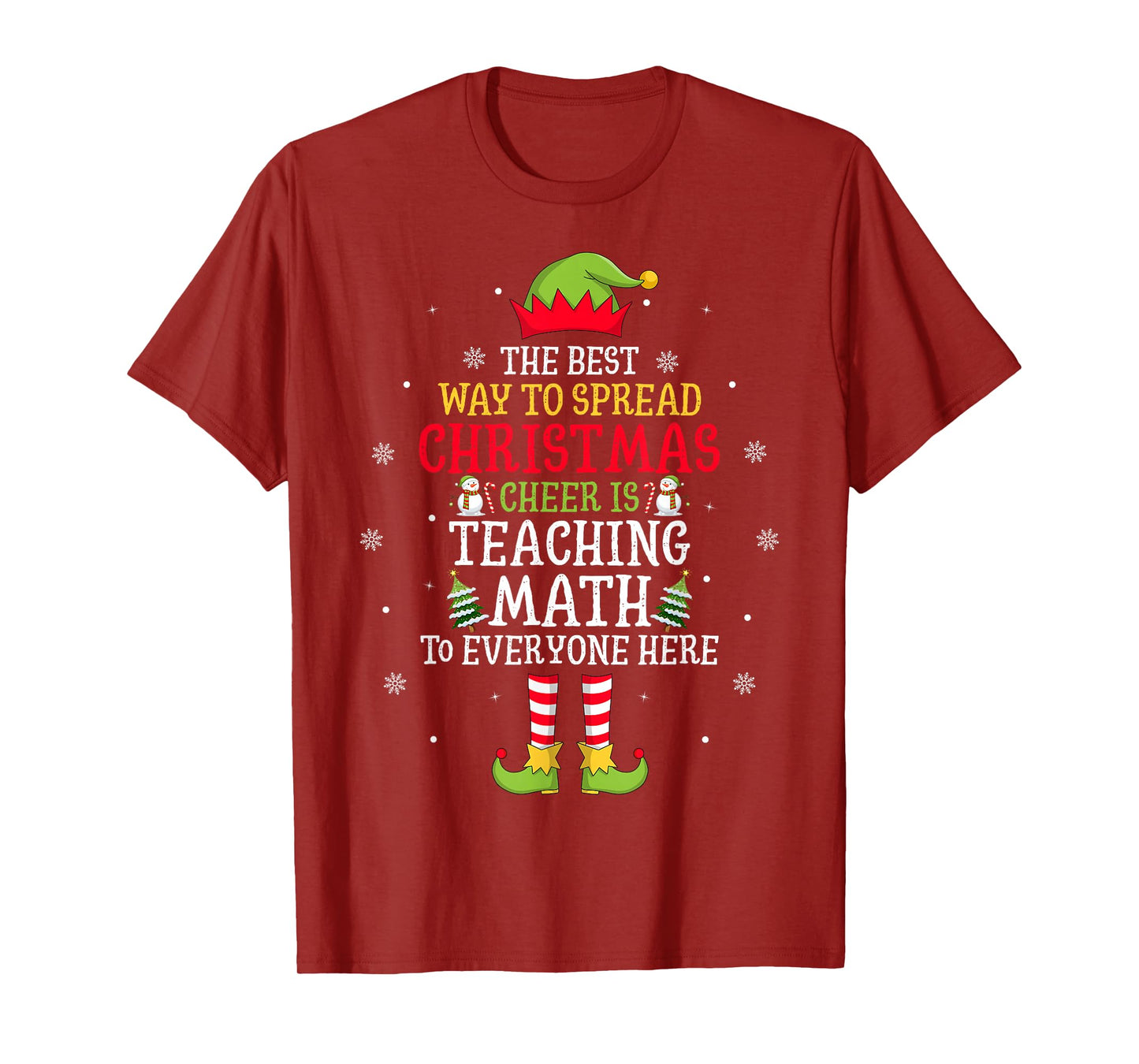 Math Teacher Elf Xmas Best Way to Spread Christmas Cheer T-Shirt