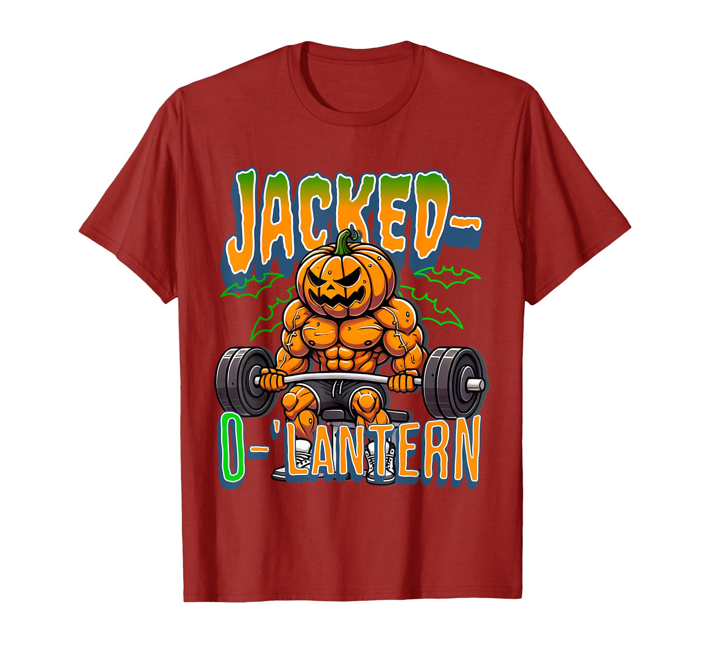 Jacked-O'-Lantern Halloween Fitness Pumpkin Gym Workout T-Shirt