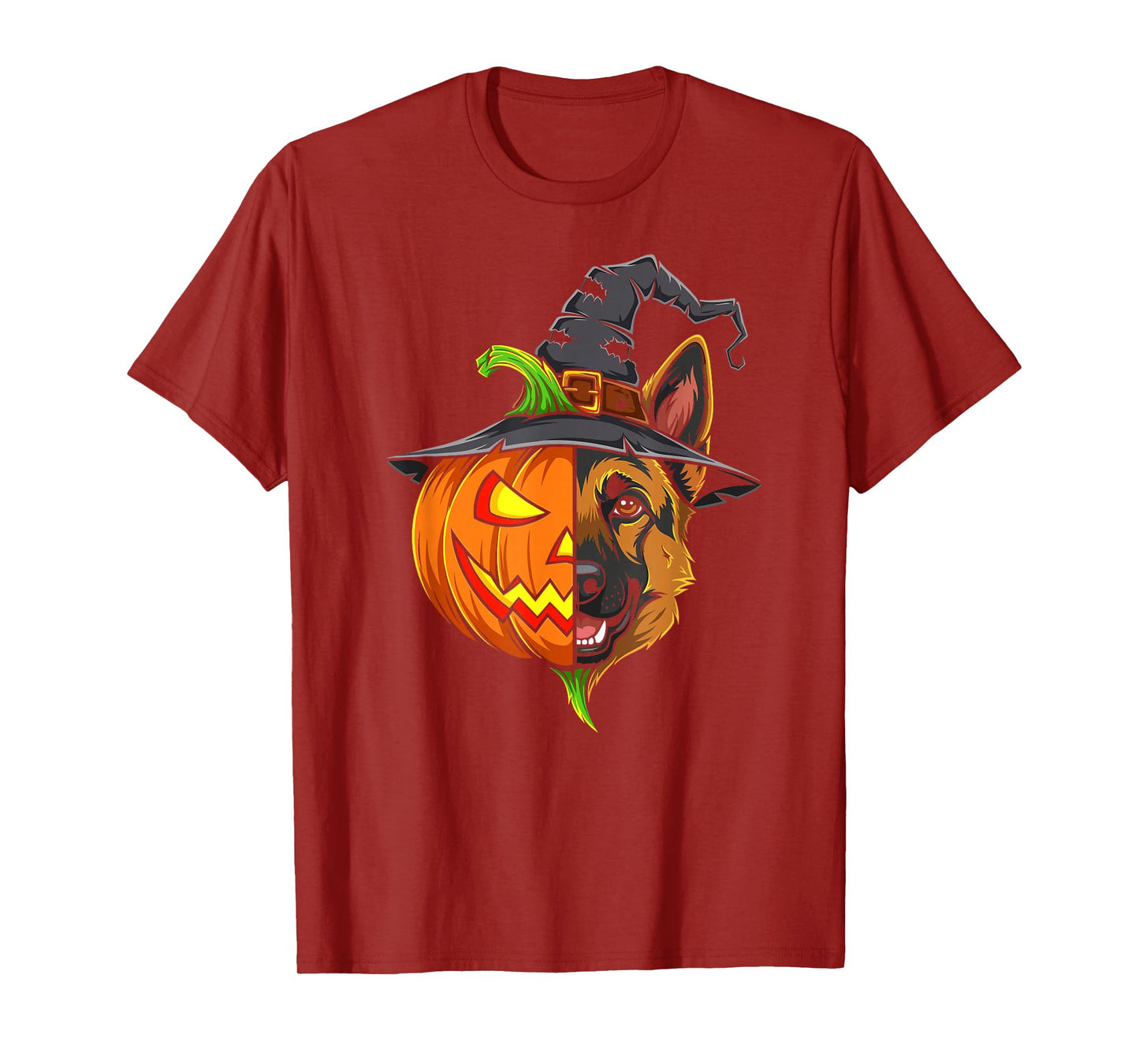 German Shepherd Pumpkin Jack O Lantern Halloween Mens Womens T-Shirt