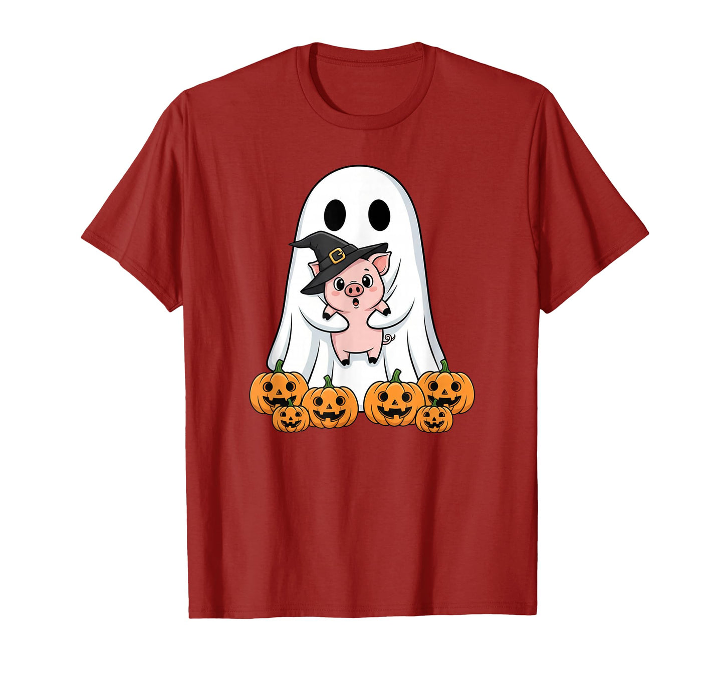 Funny Ghost Pig Pumpkin Halloween Kids Mens Womens T-Shirt