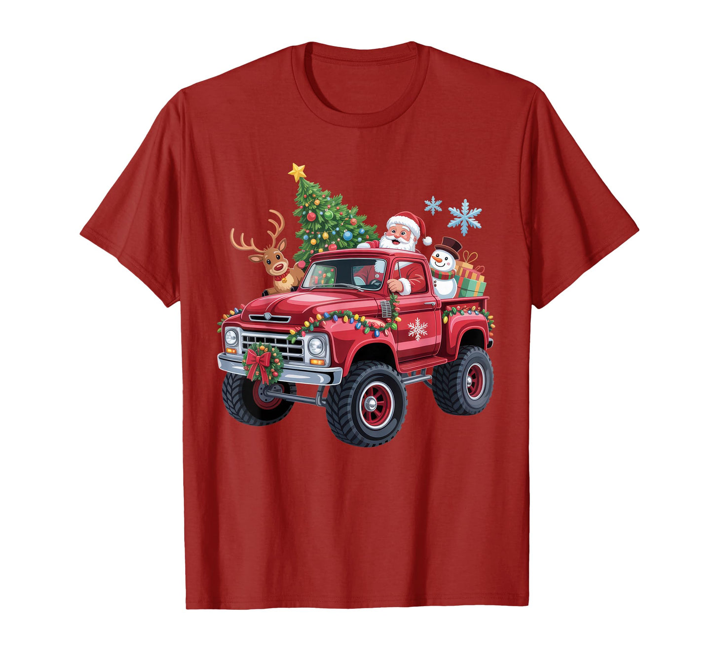 Santa's Christmas Adventure Monster Truck for Festive Fun T-Shirt
