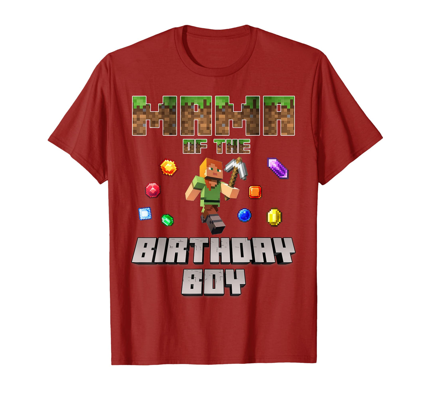 Mama Of The Birthday Boy Video Gamer Pixel Number T-Shirt