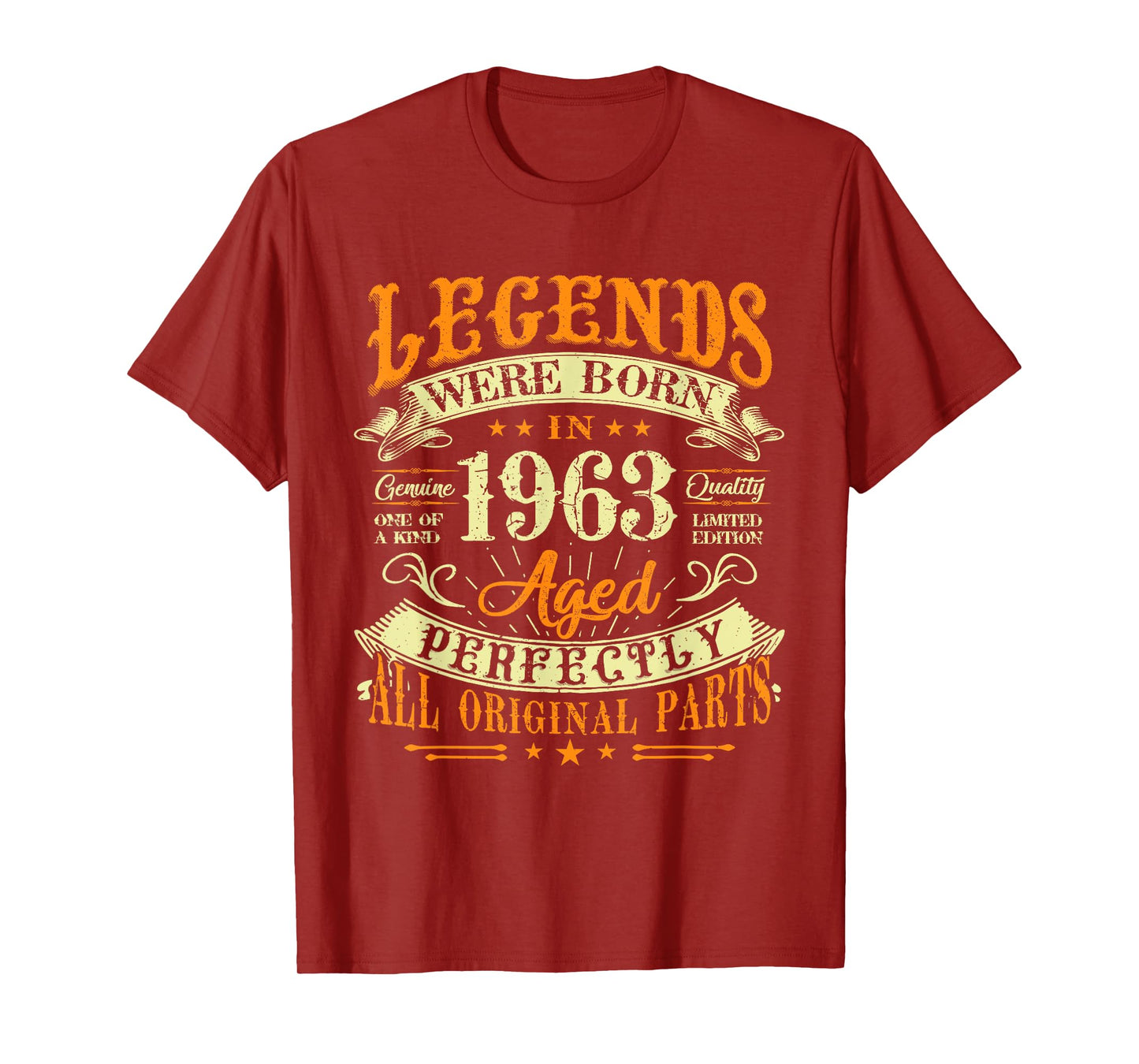 62th Birthday Vintage Legends Born In 1963 62 Years Old T-Shirt