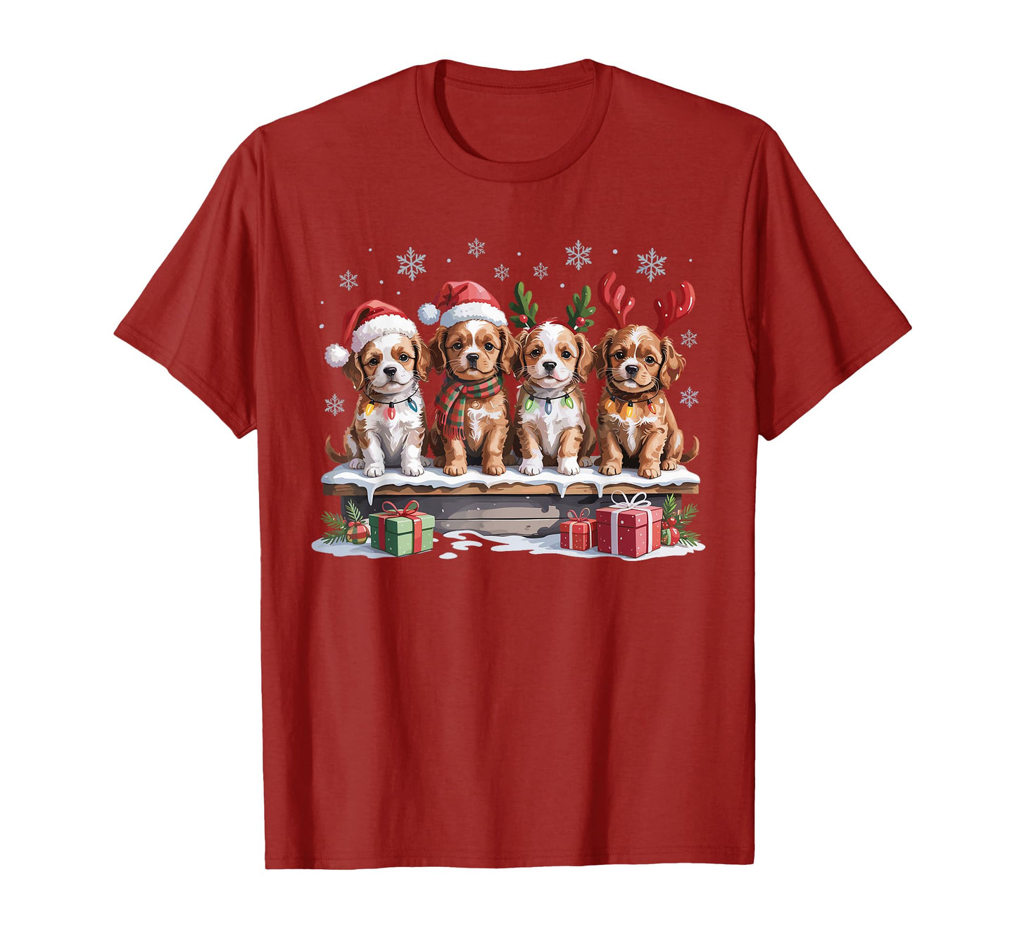 Cute Cavapoo Christmas Puppies Dog Lovers Funny Holiday T-Shirt