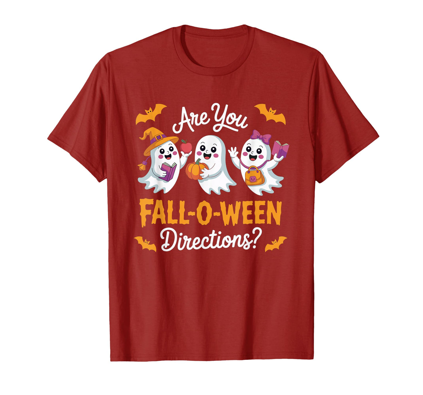 Fall-O-Ween Directions Funny Halloween Teacher Ghost Joke T-Shirt
