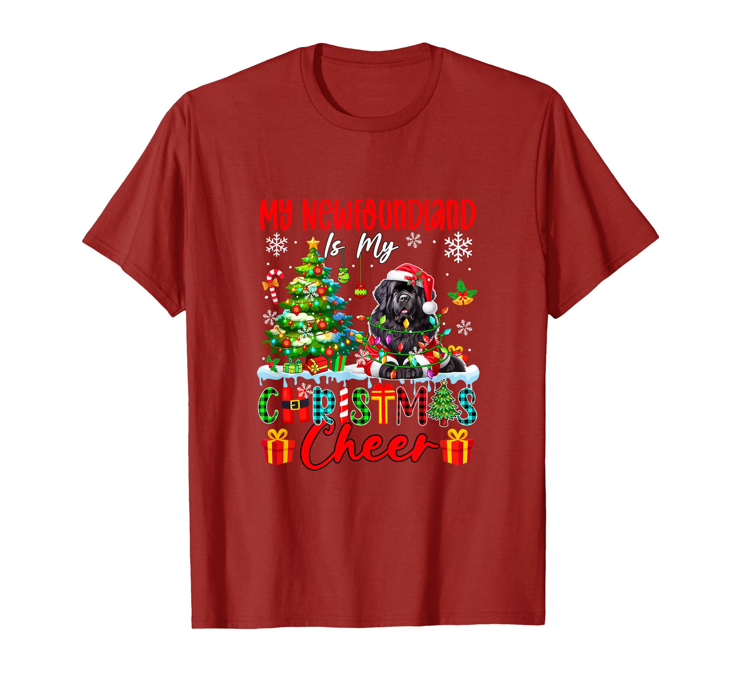 My Newfoundland is My Xmas Cheer Funny Santa Dog Owner Kids T-Shirt