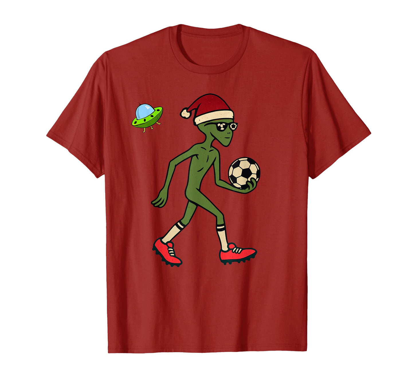 Alien Playing Soccer Christmas Vintage Funny Xmas Holiday T-Shirt