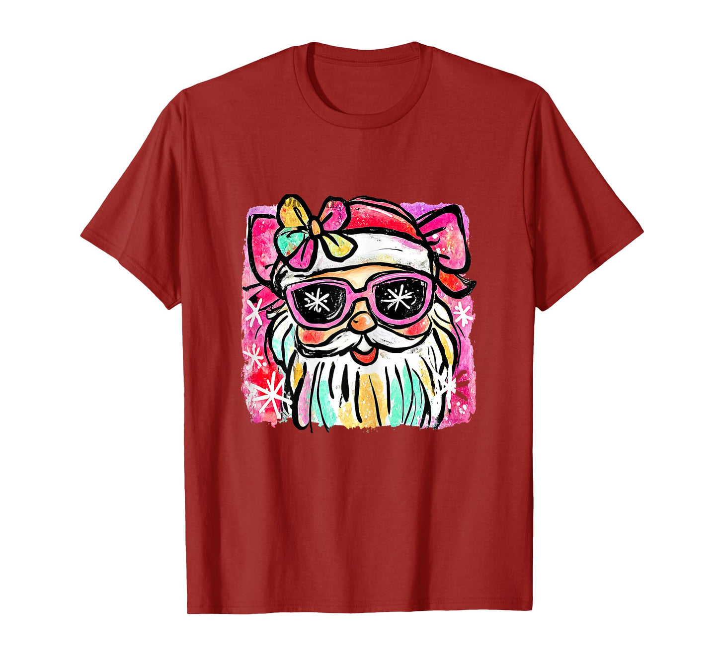 Coquette Pink Glass Santa Merry Christmas Women Girl Kids T-Shirt