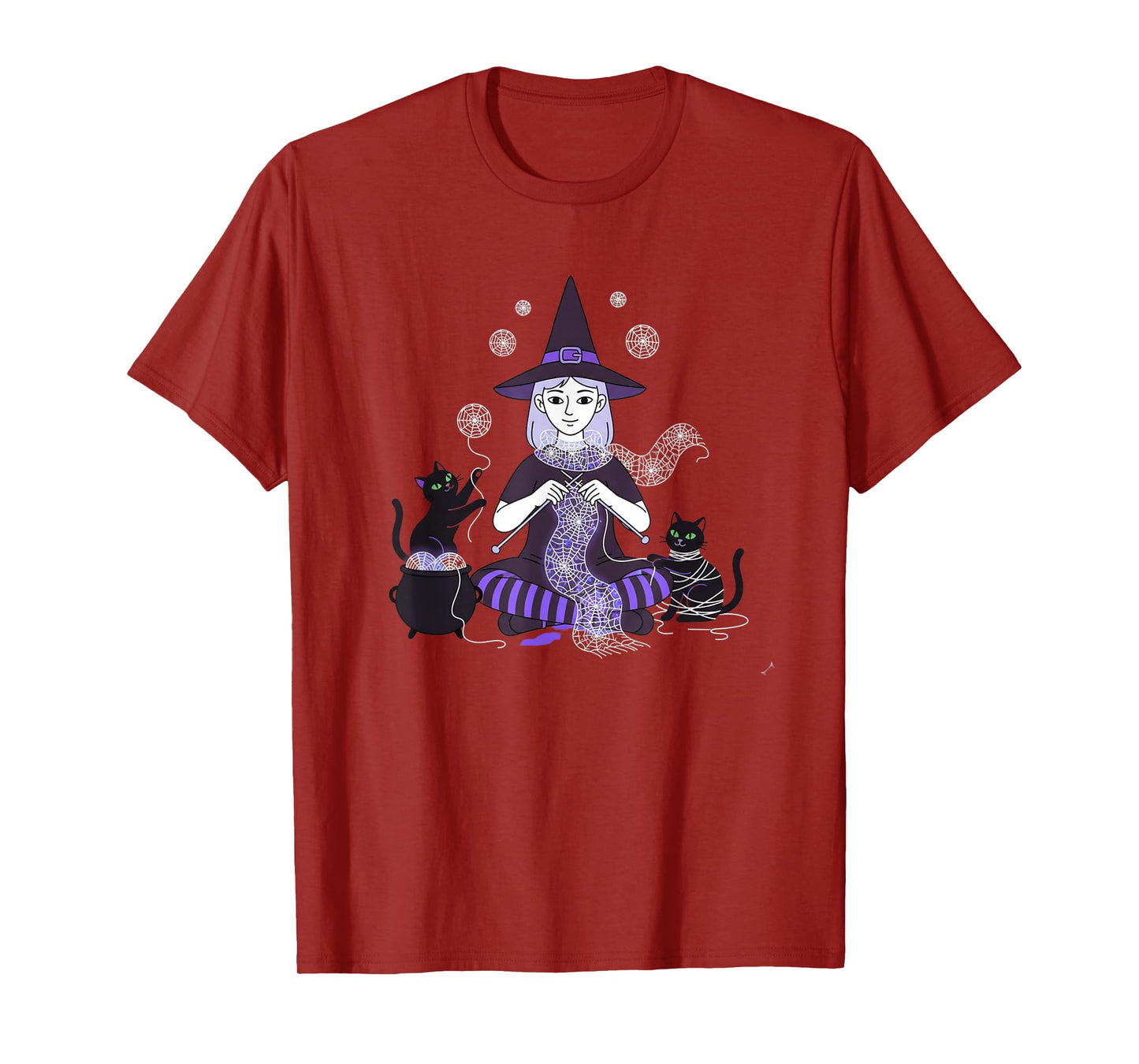 Witch Knitting Magical Yarn, Cats Cozy Funny Halloween T-Shirt