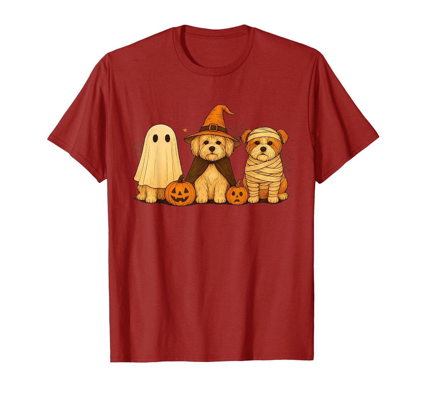 Retro Havanese Dog Witch Scary Halloween Pumpkin Women Men T-Shirt