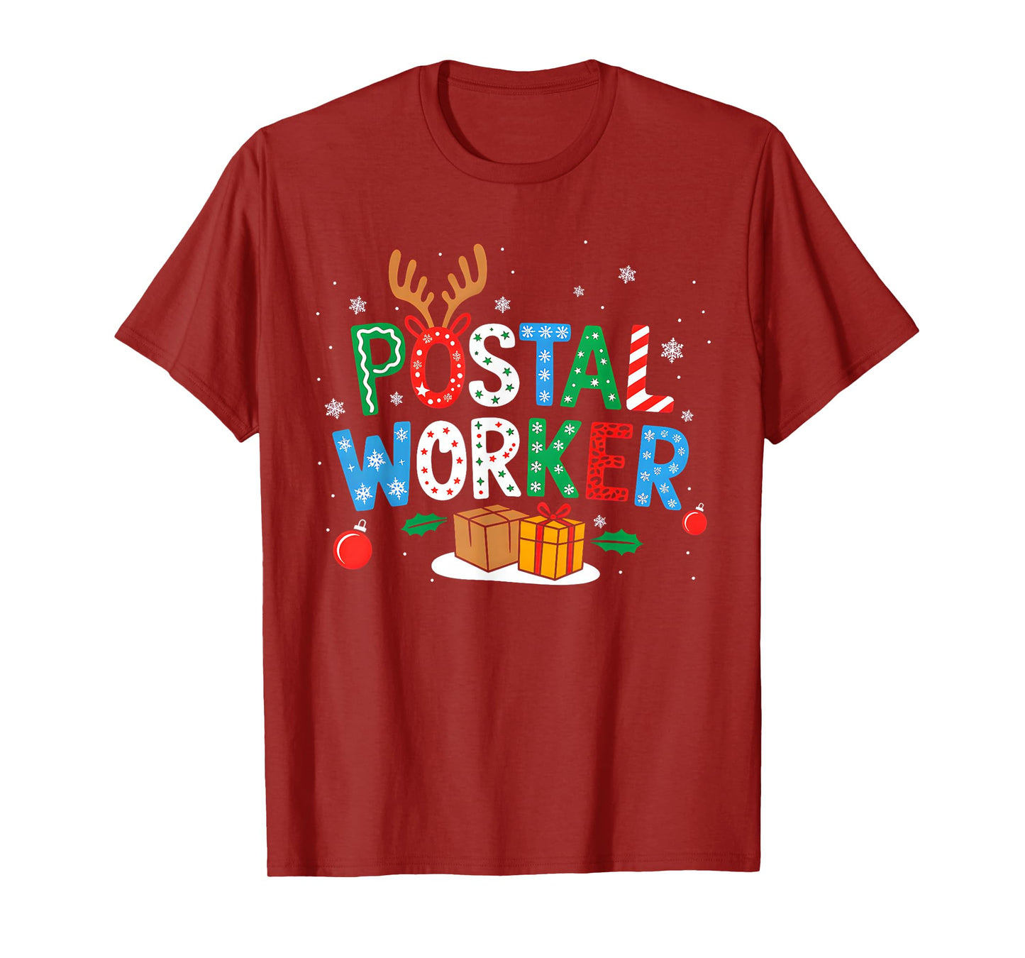 Postal Worker Xmas Leopard Plaid Santa Reindeer Elf Lover T-Shirt