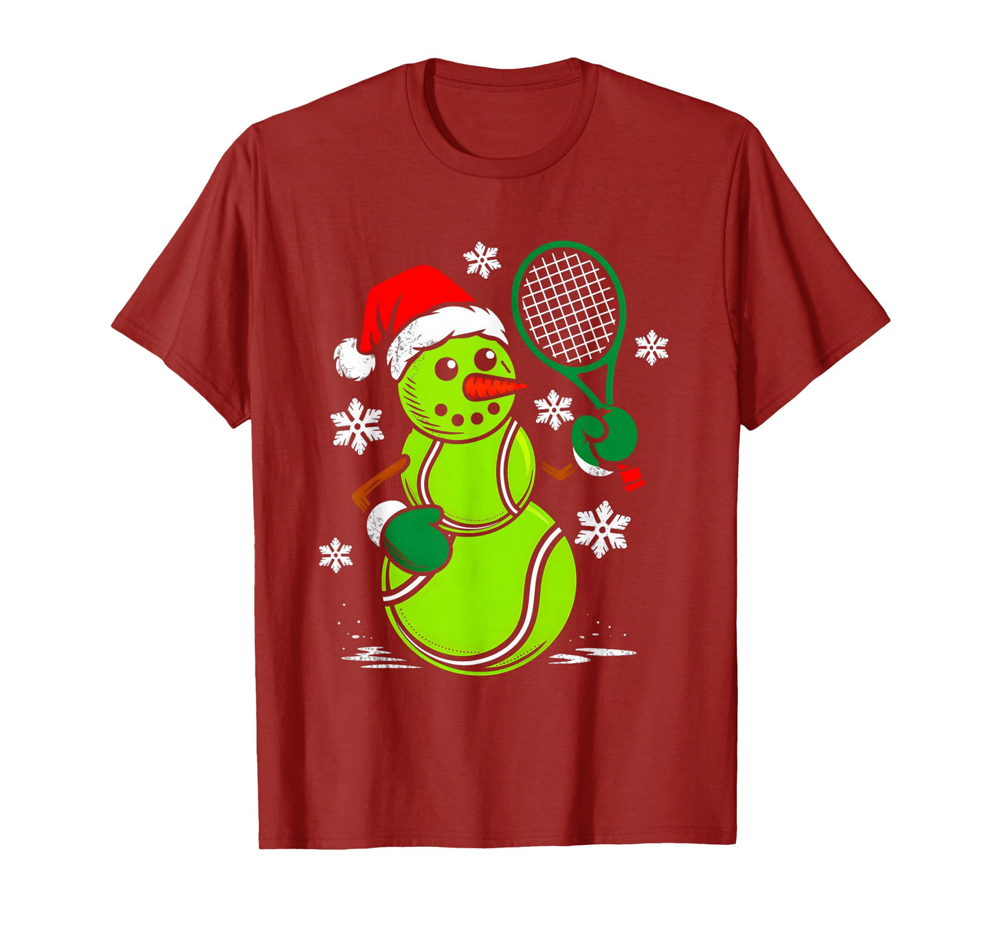 Tennis Santa Hat Snowman Xmas Funny Tennis Lover Christmas T-Shirt