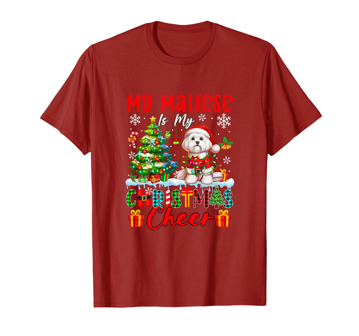 My Maltese is My Xmas Cheer Funny Santa Dog Owner Kids T-Shirt