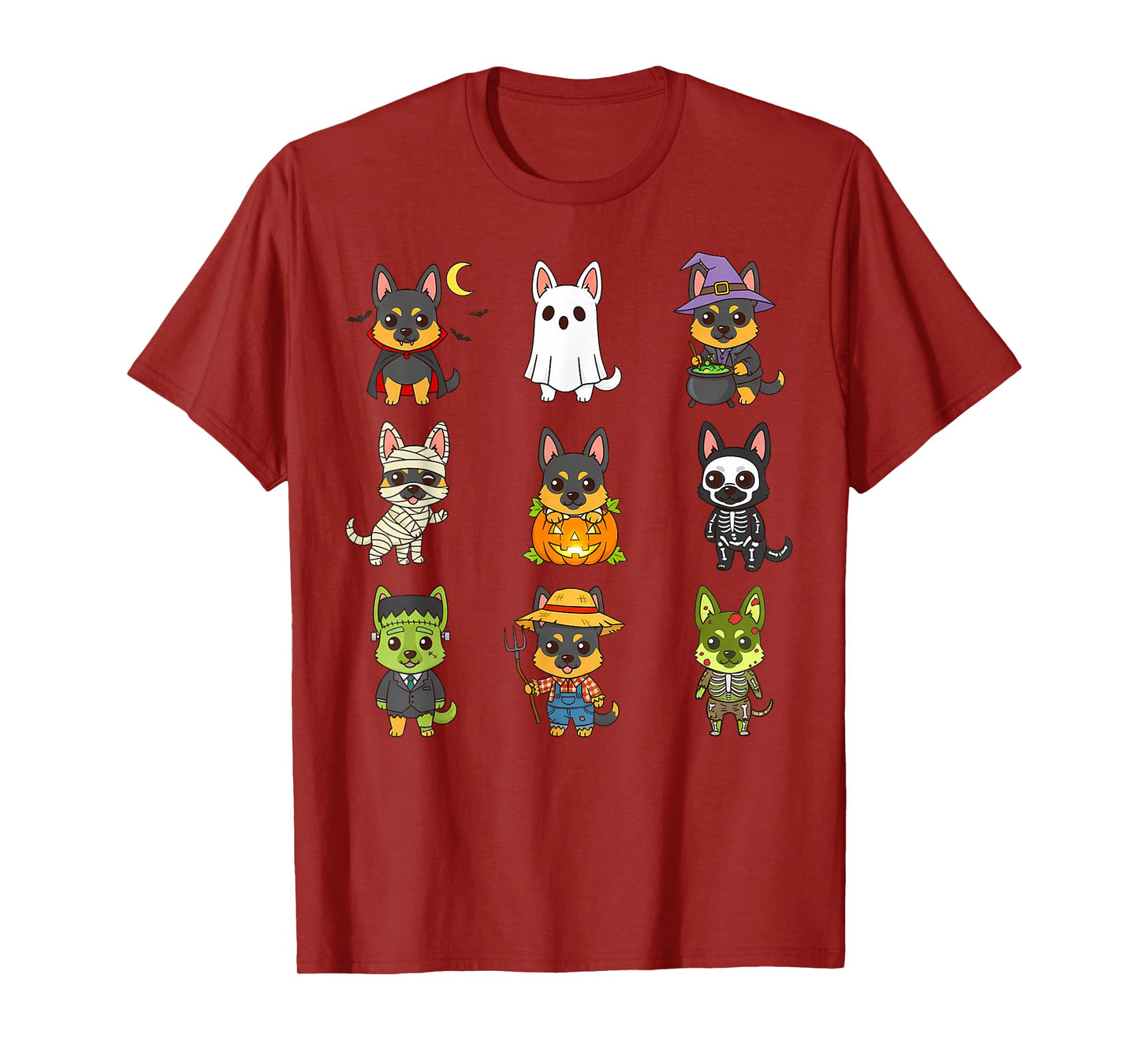 German Shepherd Puppy Spooky Halloween Monster Alsatian Dog T-Shirt