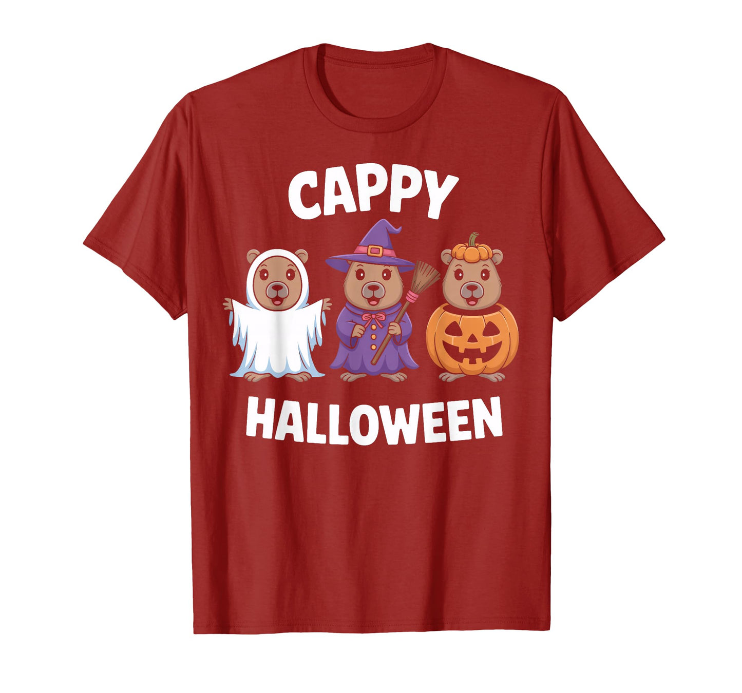 Cappy Halloween Capybara Animal Pumpkin Witch Humor Fans T-Shirt